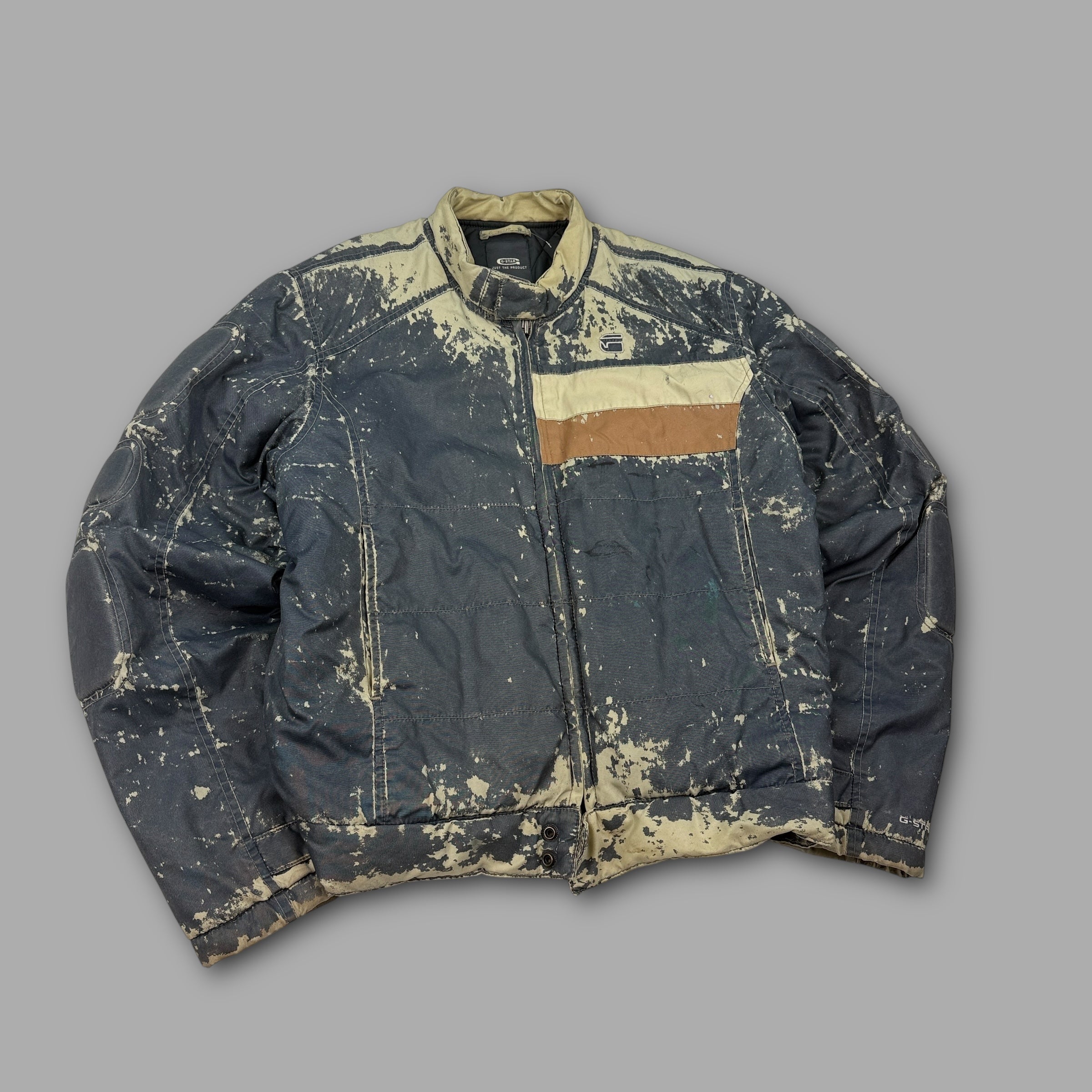 G-star 2000's technical distressed padded zip up quilted jacket (L)