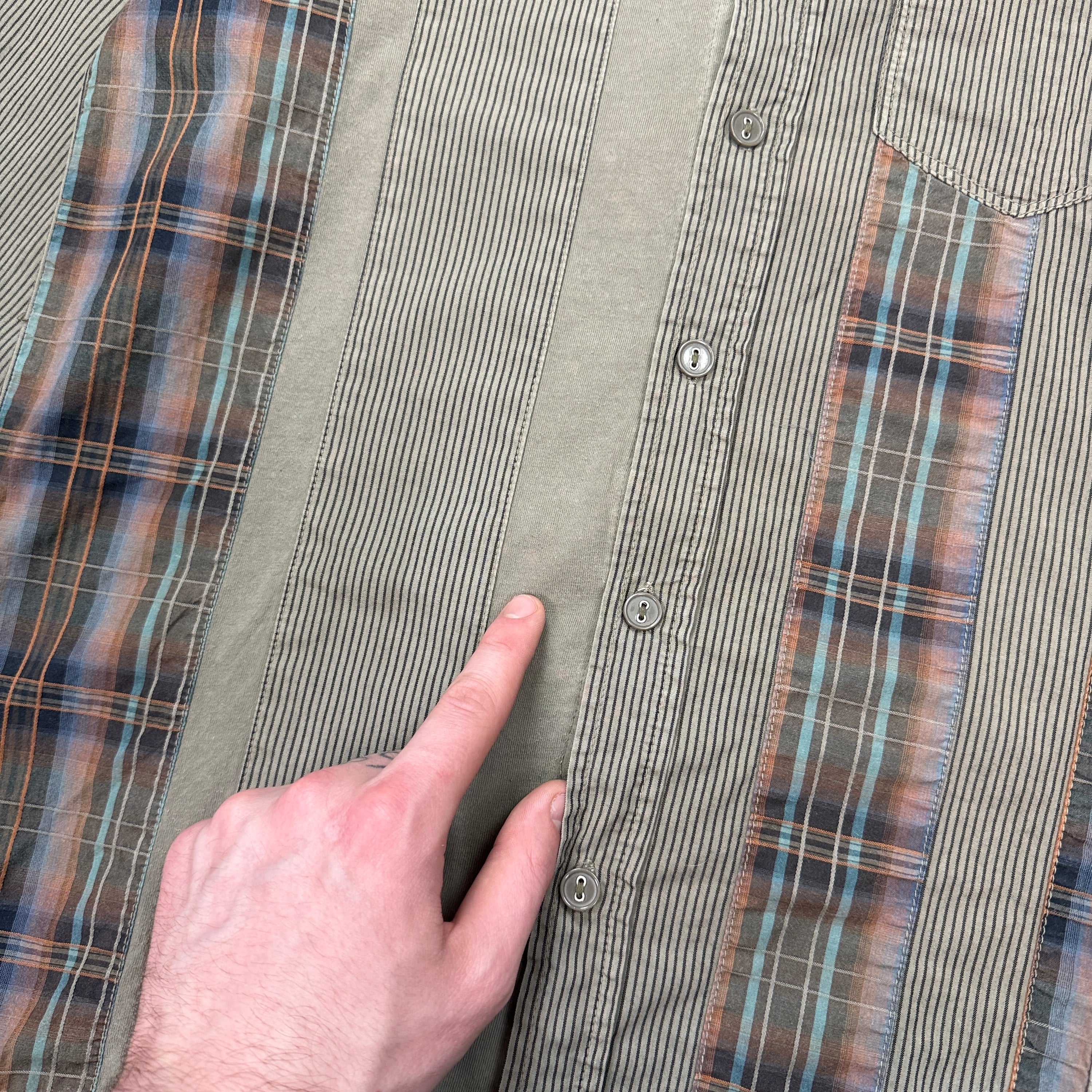 Diesel 2000's panelled plaid button up shirt (S)