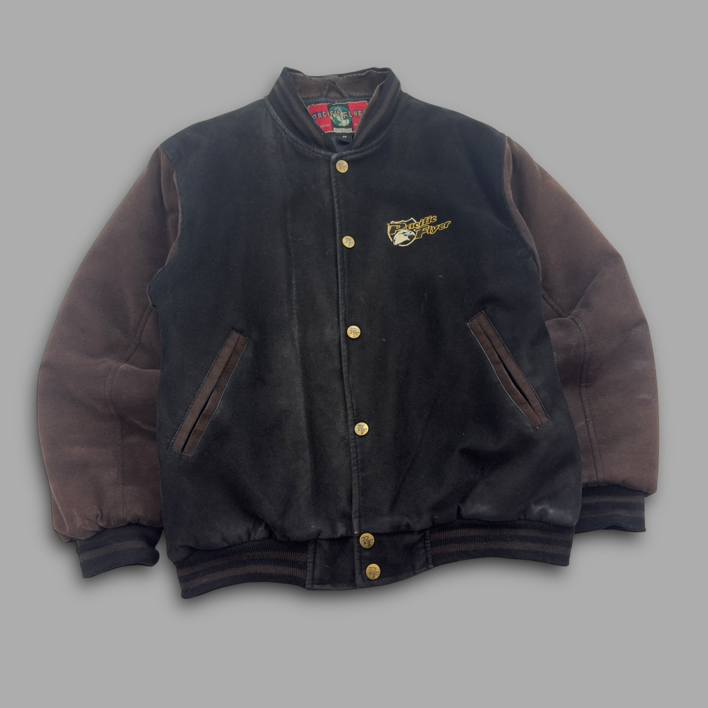 Pacific flyer 2000's embrodiered hybrid suede bomber jacket (M)
