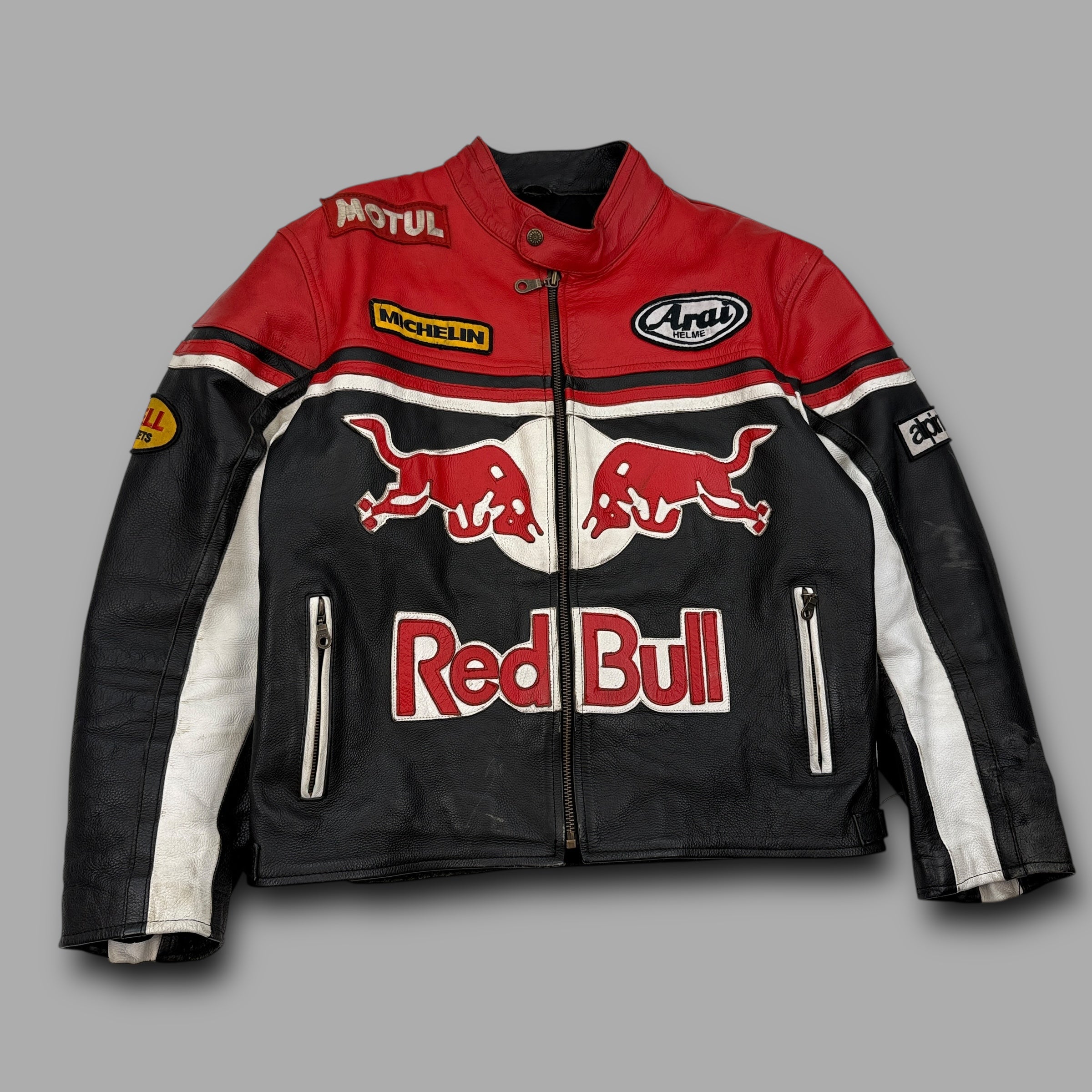 Redbull 2000's padded graphic leather motorcycle jacket (M)