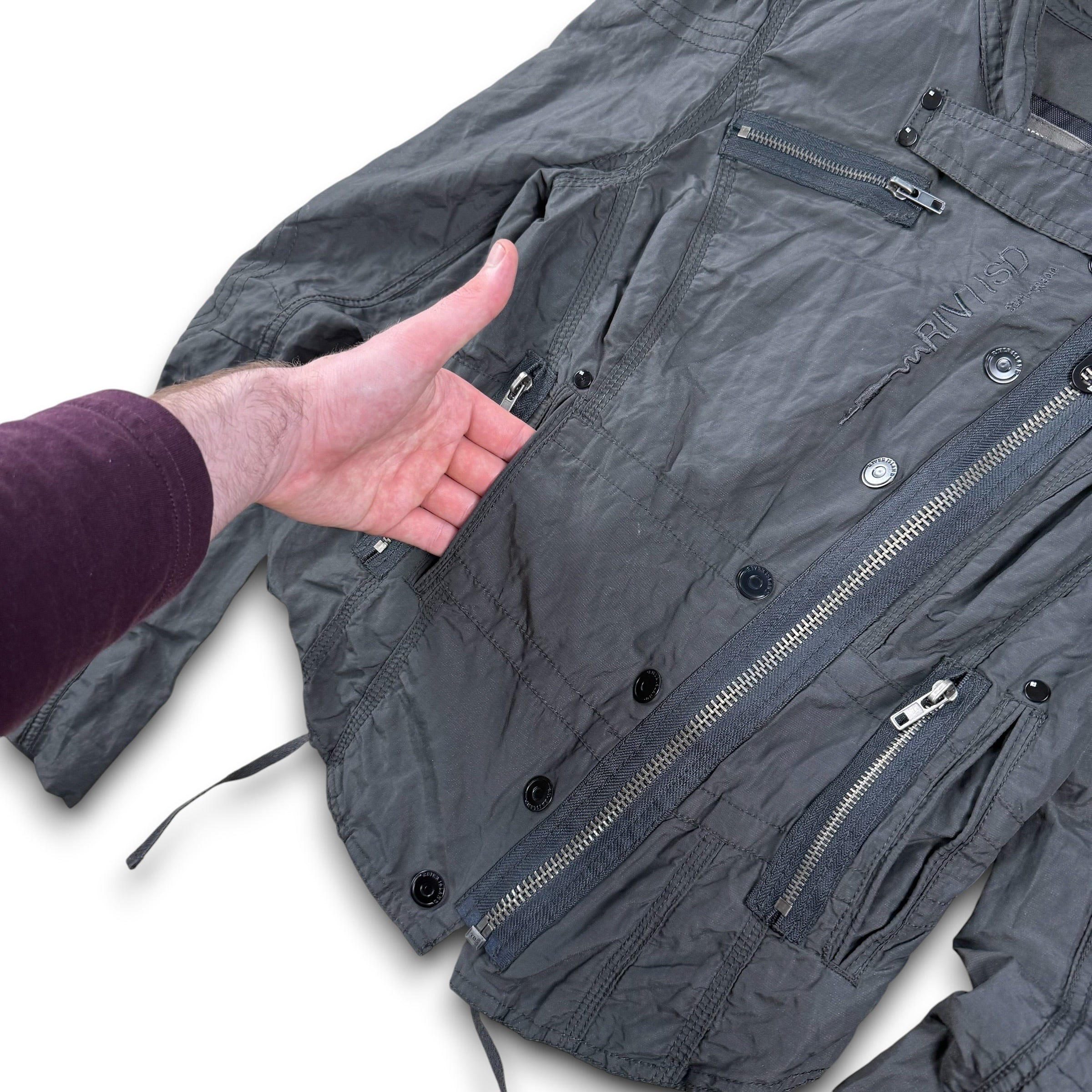 River island 2000's asymmetrical zip fitted nylon jacket (S) wms