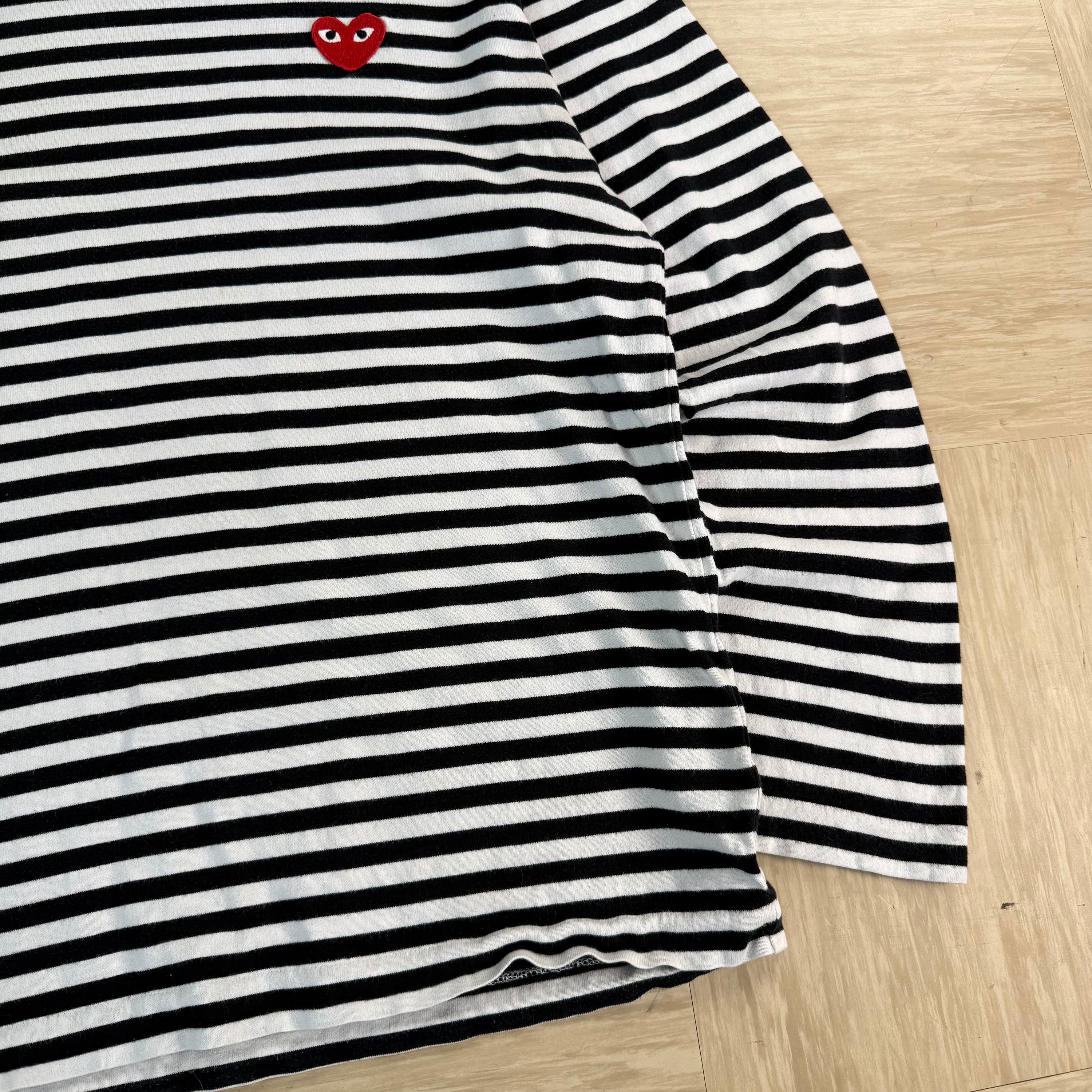 Comme des garçons 2000's play striped pullover long sleeve tee (L)