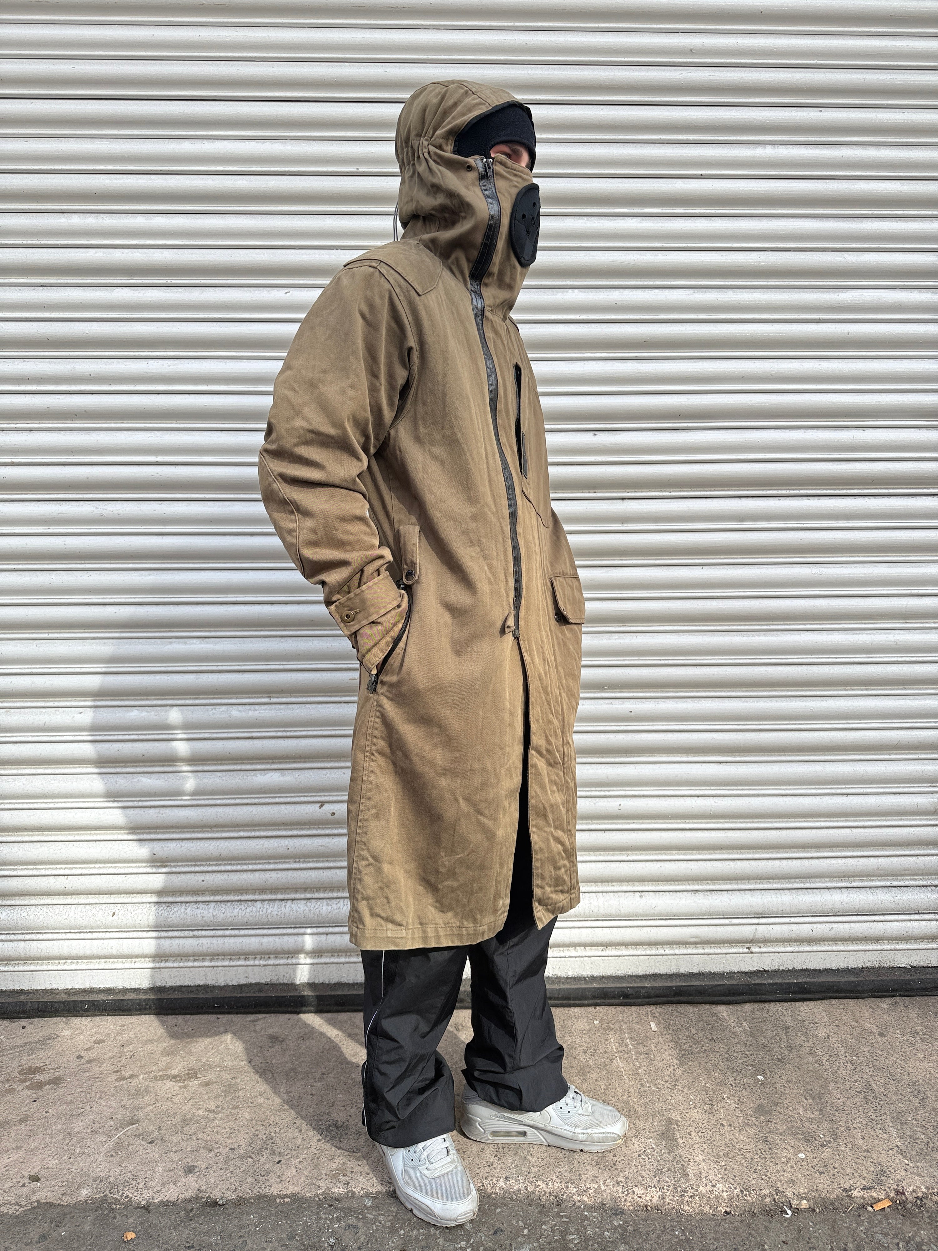 Avirex lab equipment 2000's technical asymmetrical zip up balaclava parka jacket (S)