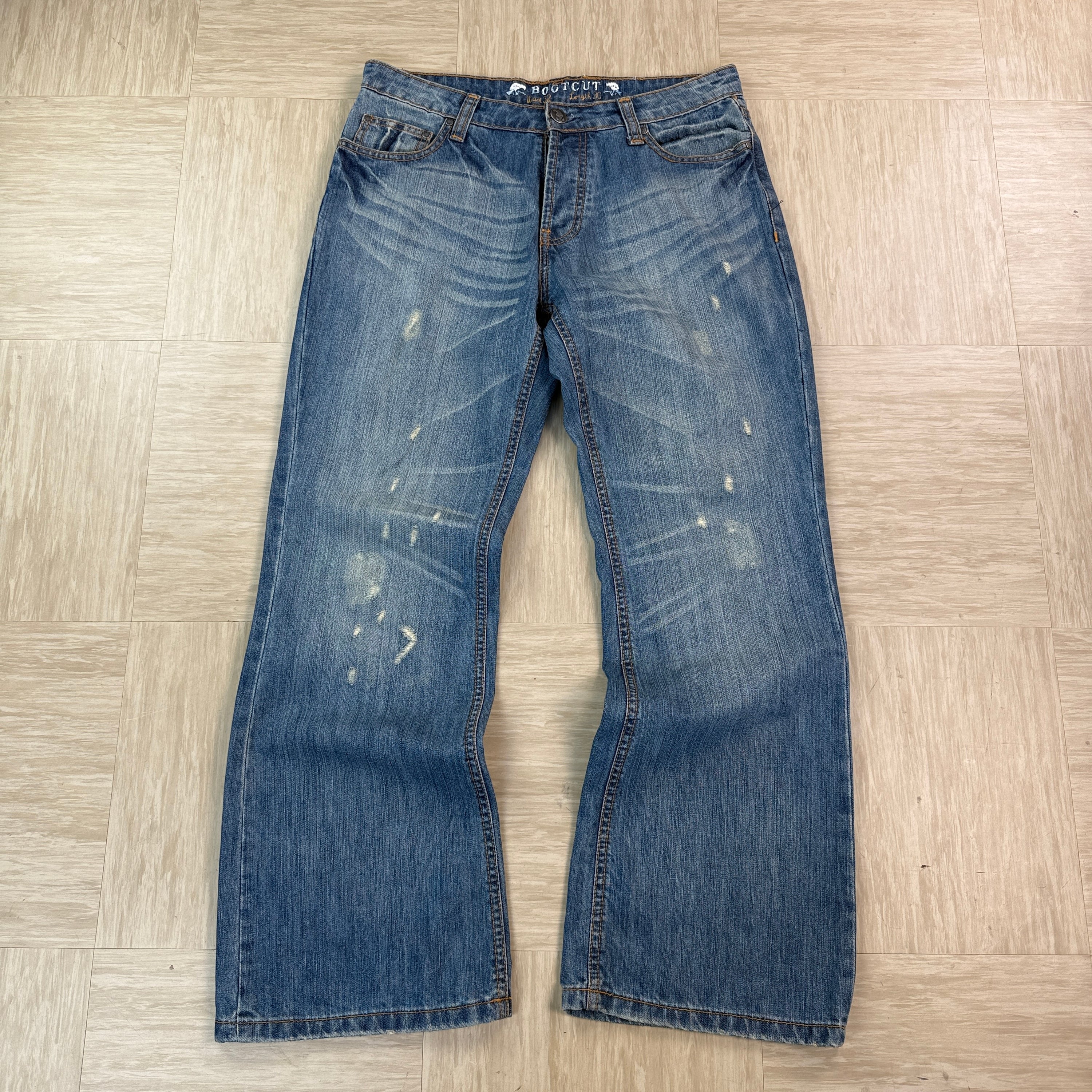New look 2000's vintage baggy denim bootcut jeans (S)