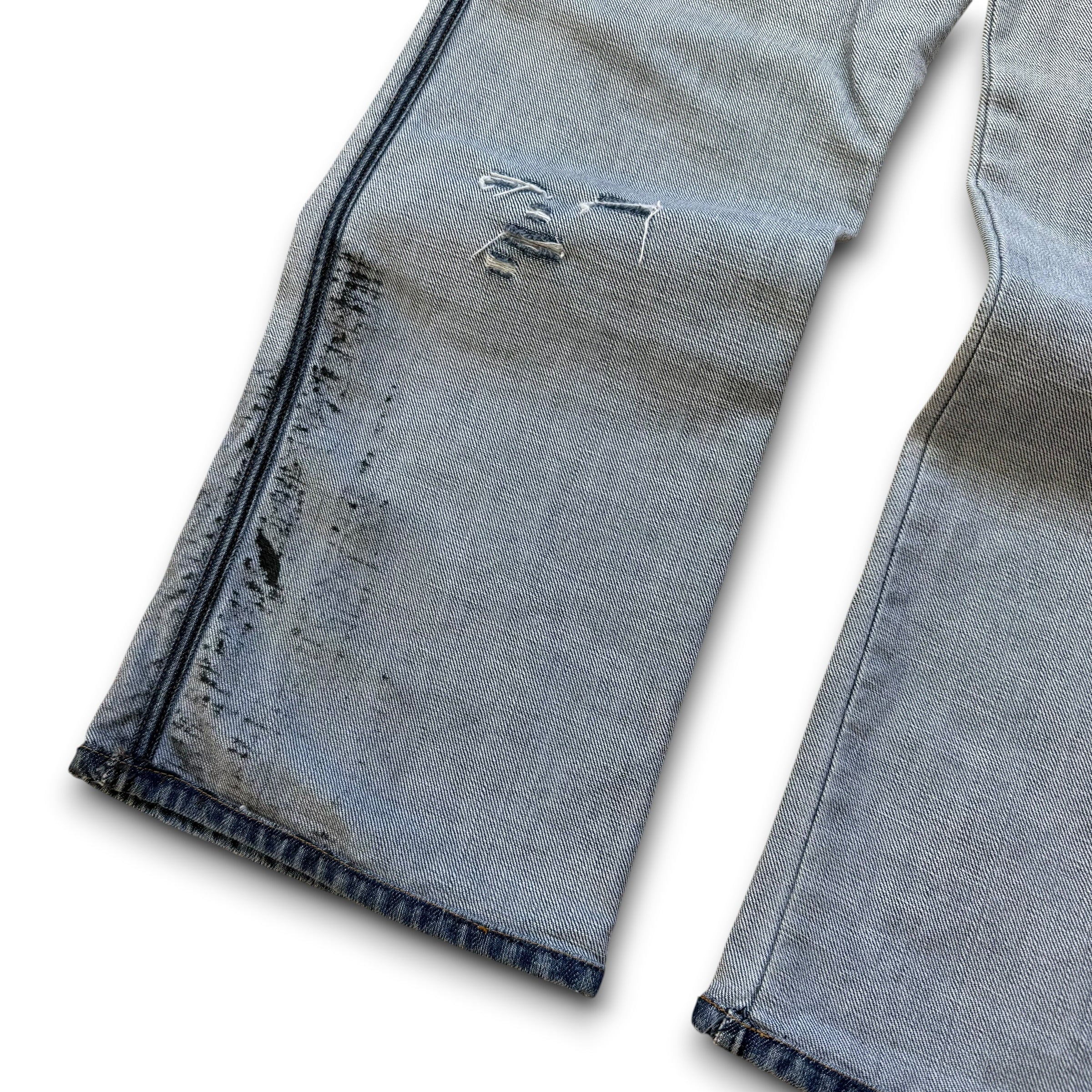 Dolce and gabanna 2002 distressed oil stained ‘inside out' denim jeans (S)