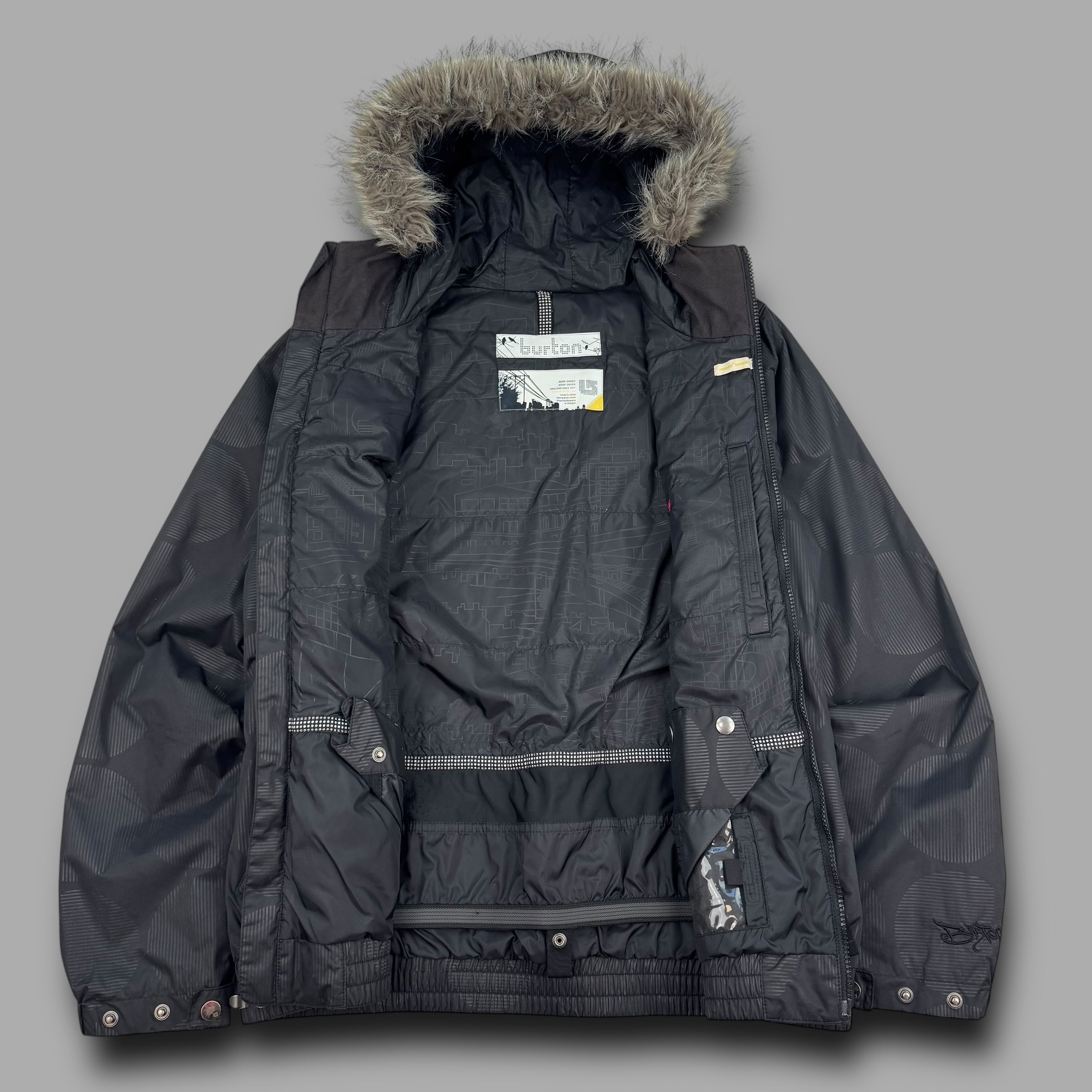 Burton 2000's technical monogram fur hood softshell ski jacket (L) wms