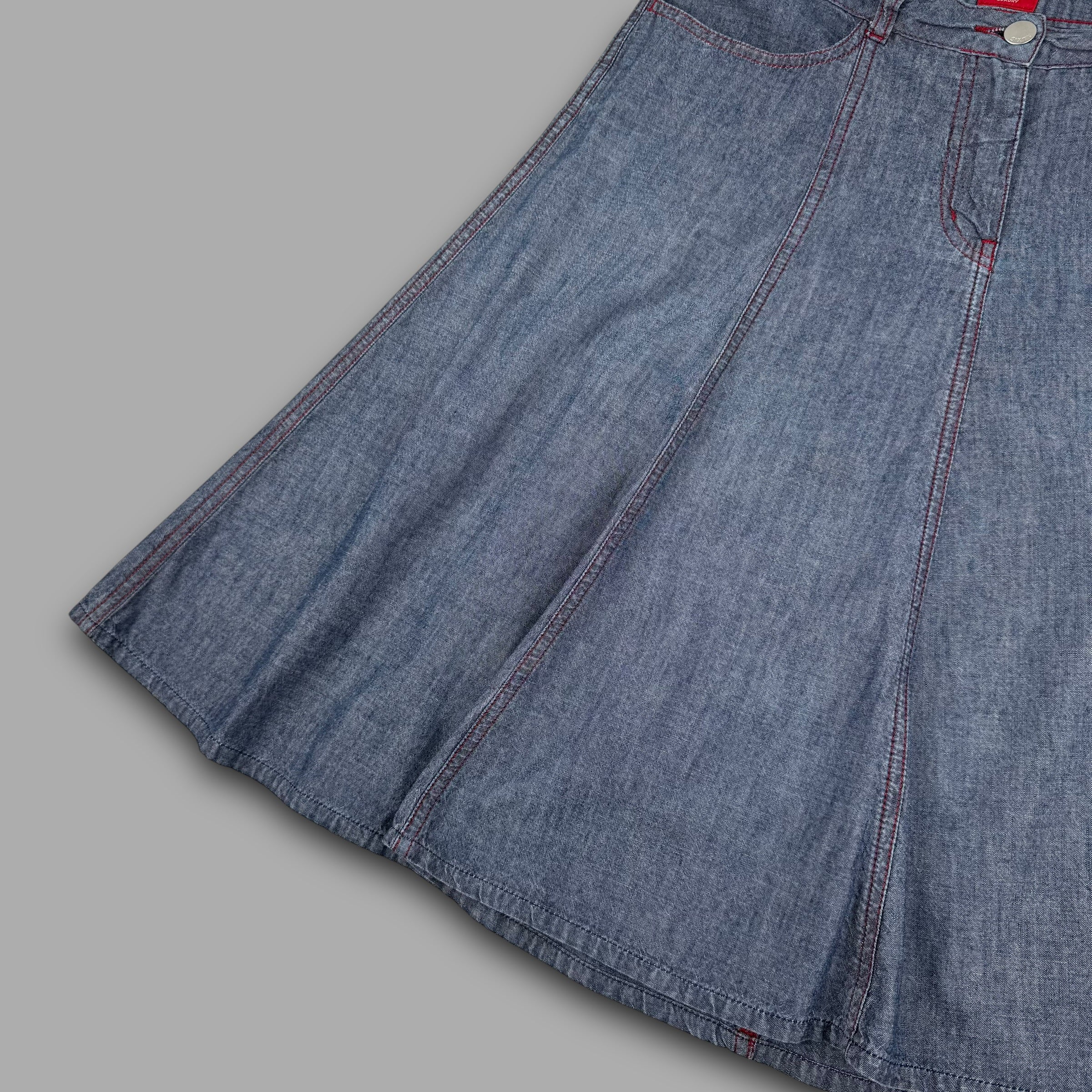 Miss sixty 2000's contrast stitch pleated denim skirt (L) wms