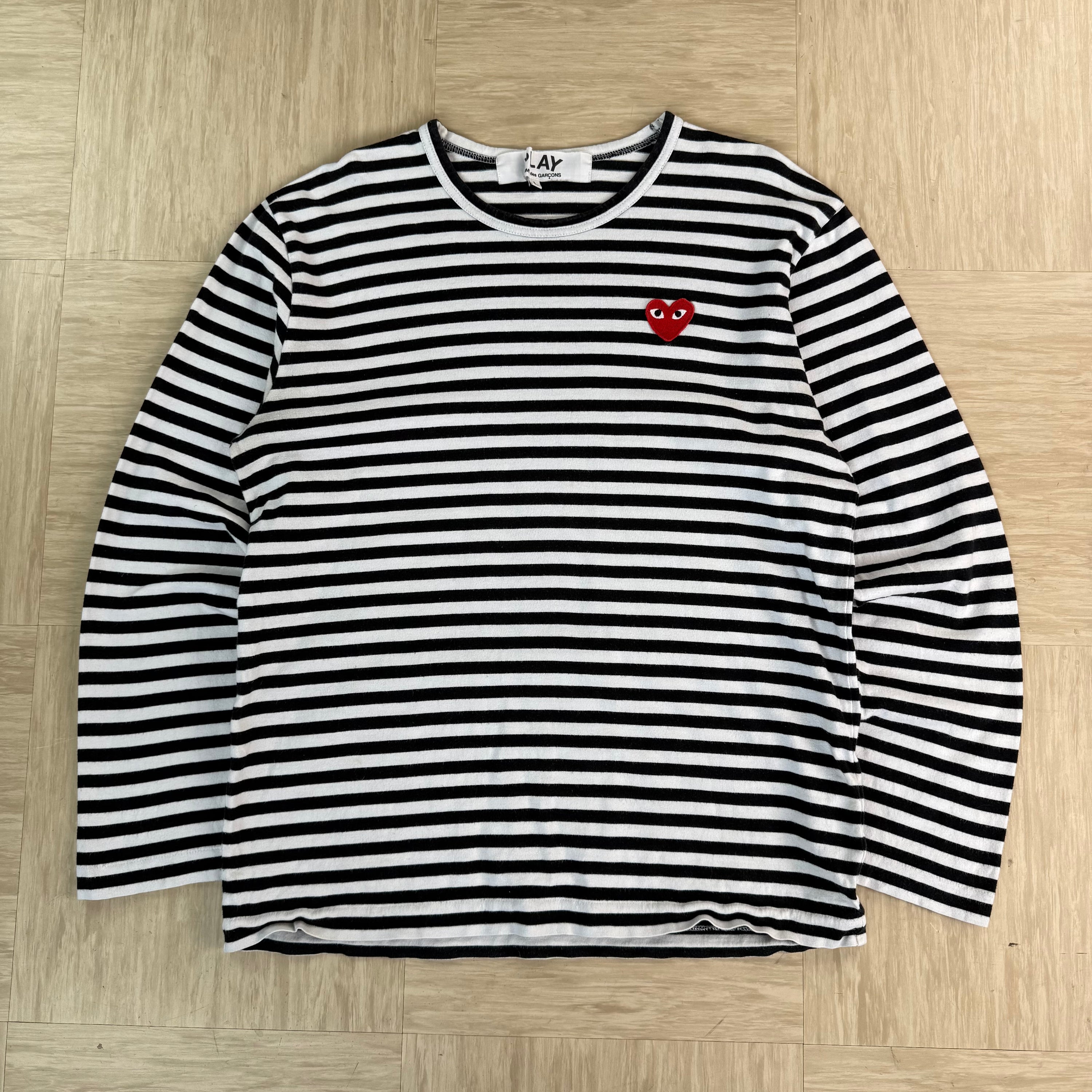 Comme des garçons 2000's play striped pullover long sleeve tee (L)