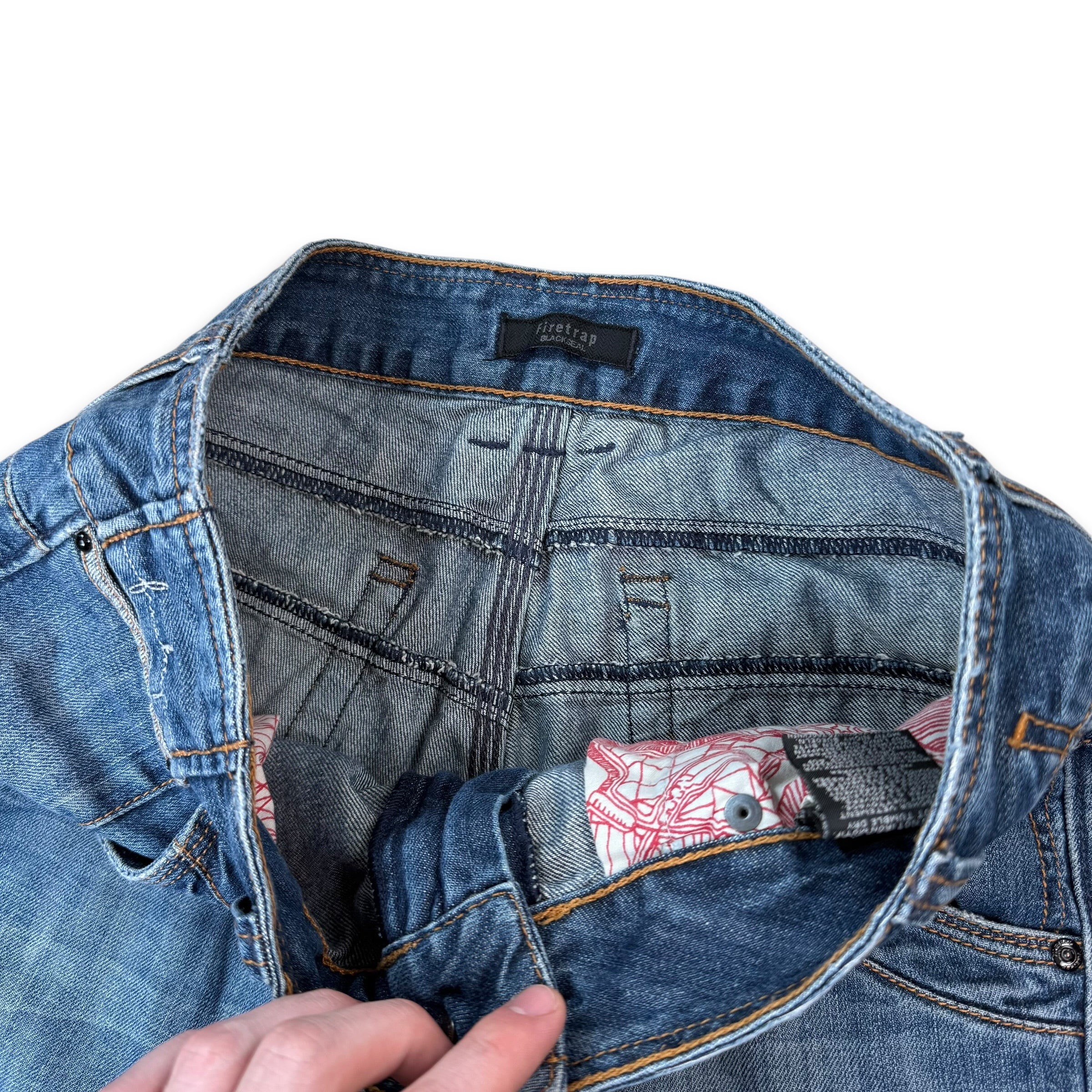 Firetrap black seal 2000's contrast stitch denim bootcut jeans (S)