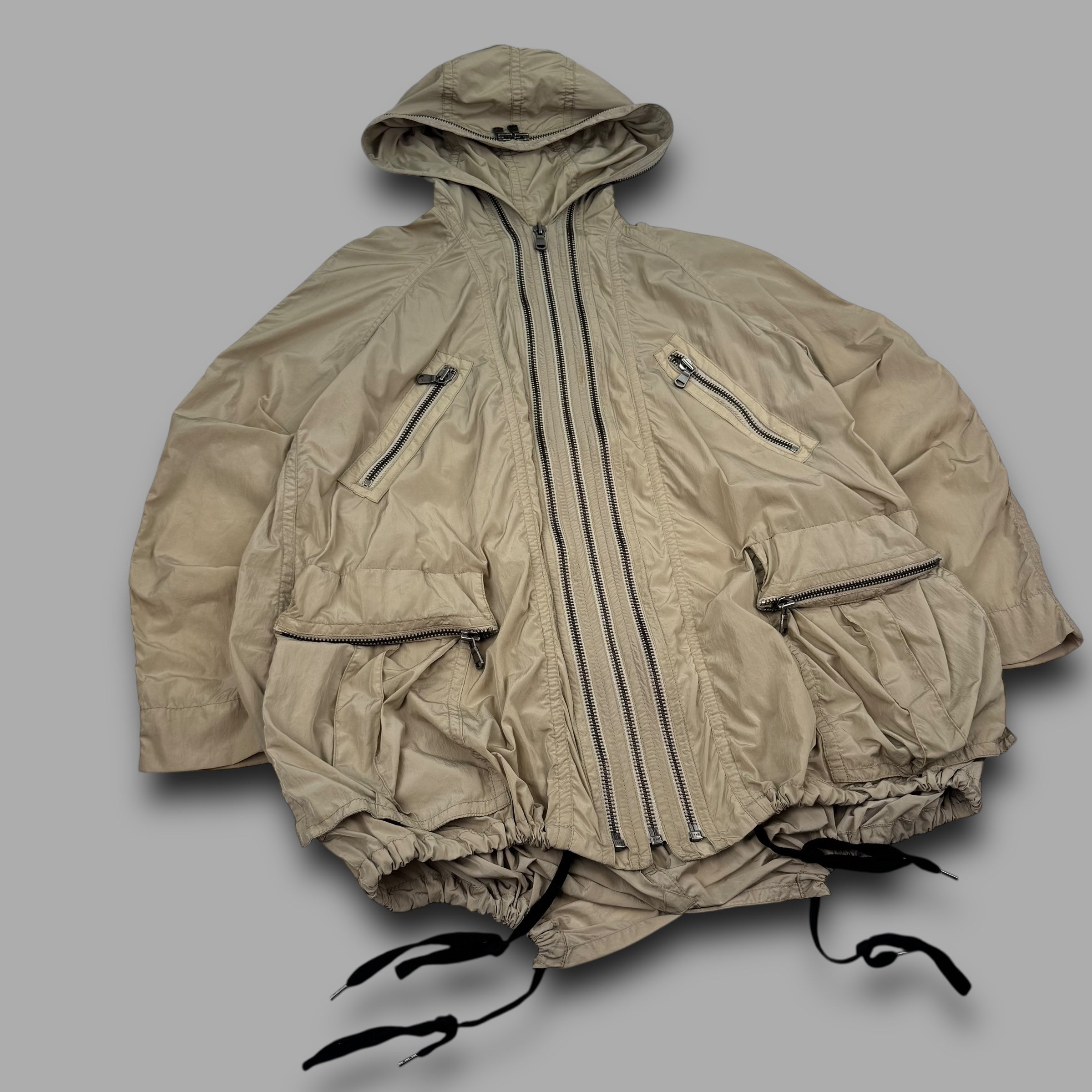 Allsaints 2000's technical triple zip lightweight parka jacket (M) wms