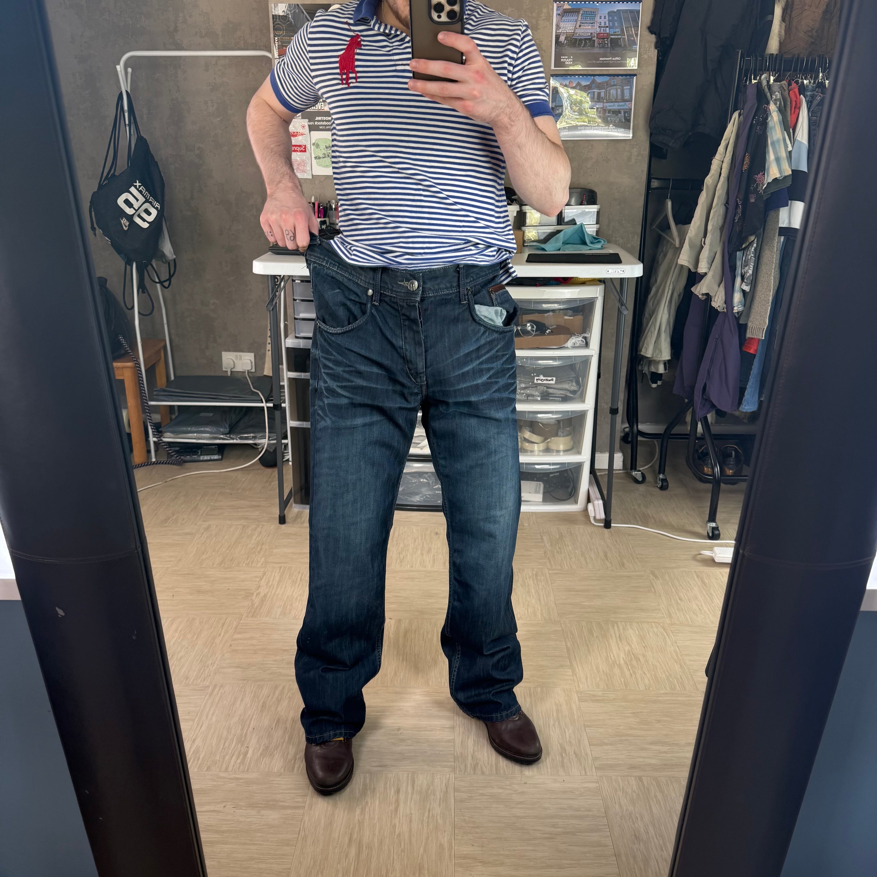 Diesel 1990's Hudson fit dark denim relaxed bootcut jeans (M)