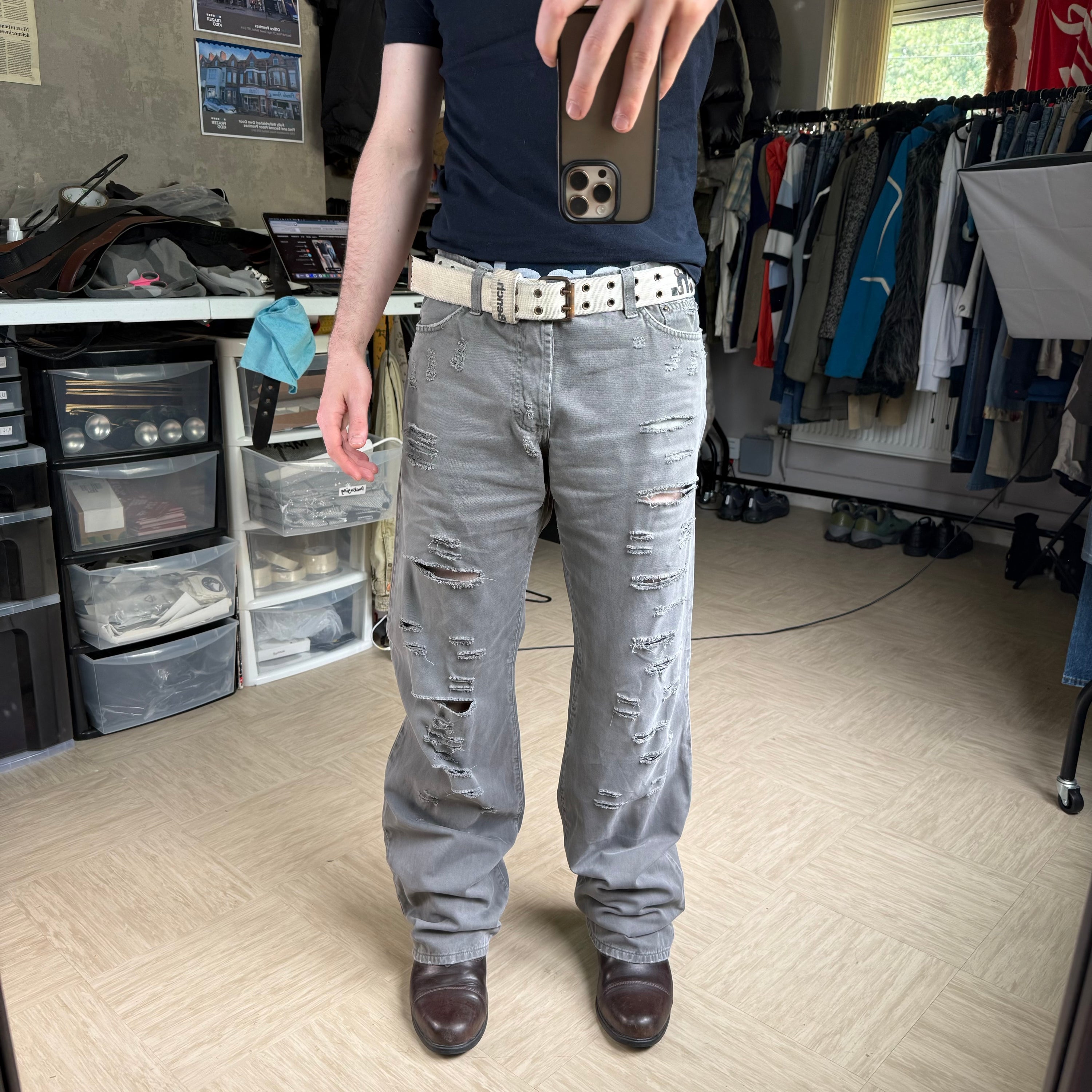 Dolce and gabanna 2000's relaxed straight leg baggy ripped denim jeans (M)