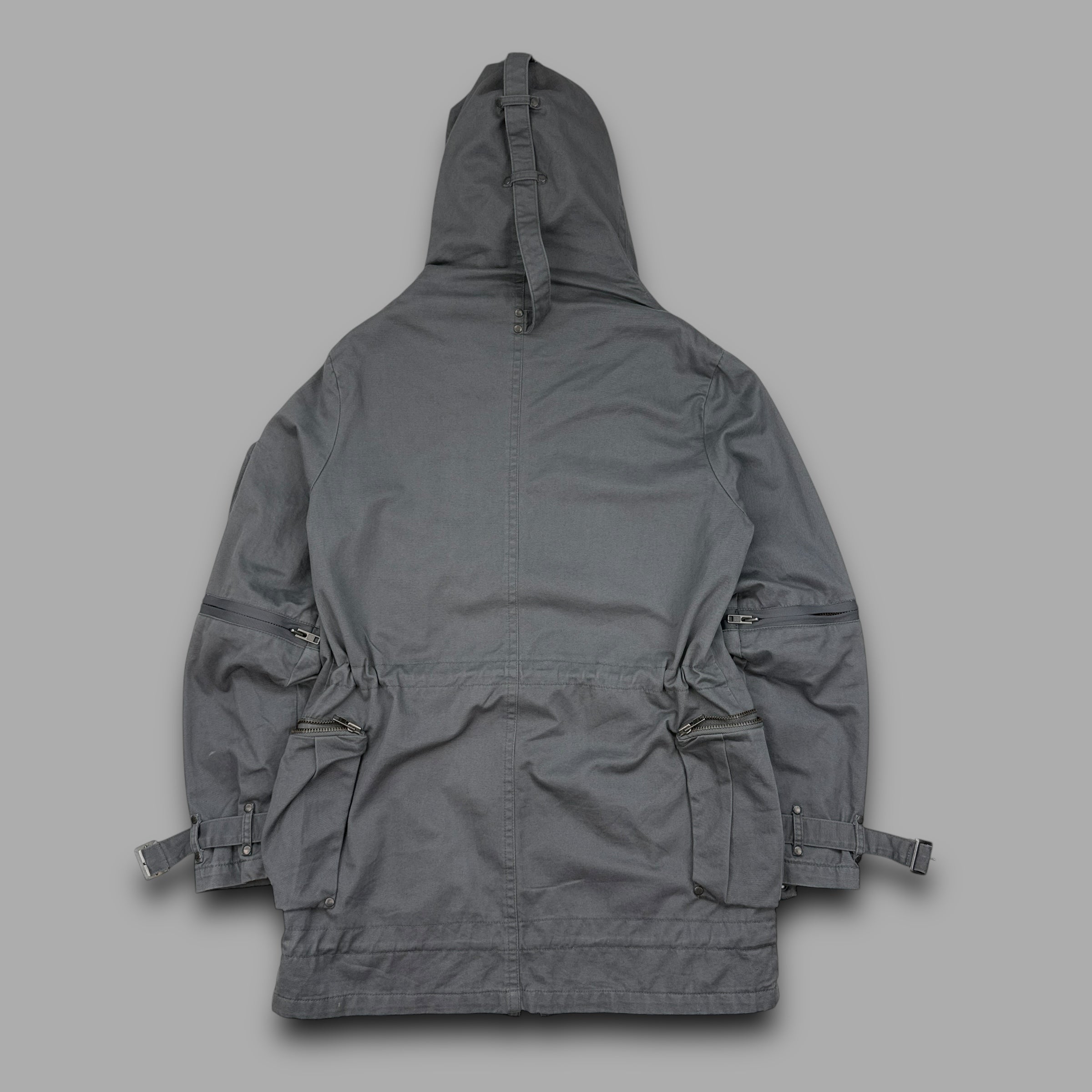 All saints 2000's technical multi-pocket zip-up cobra parka jacket (M)