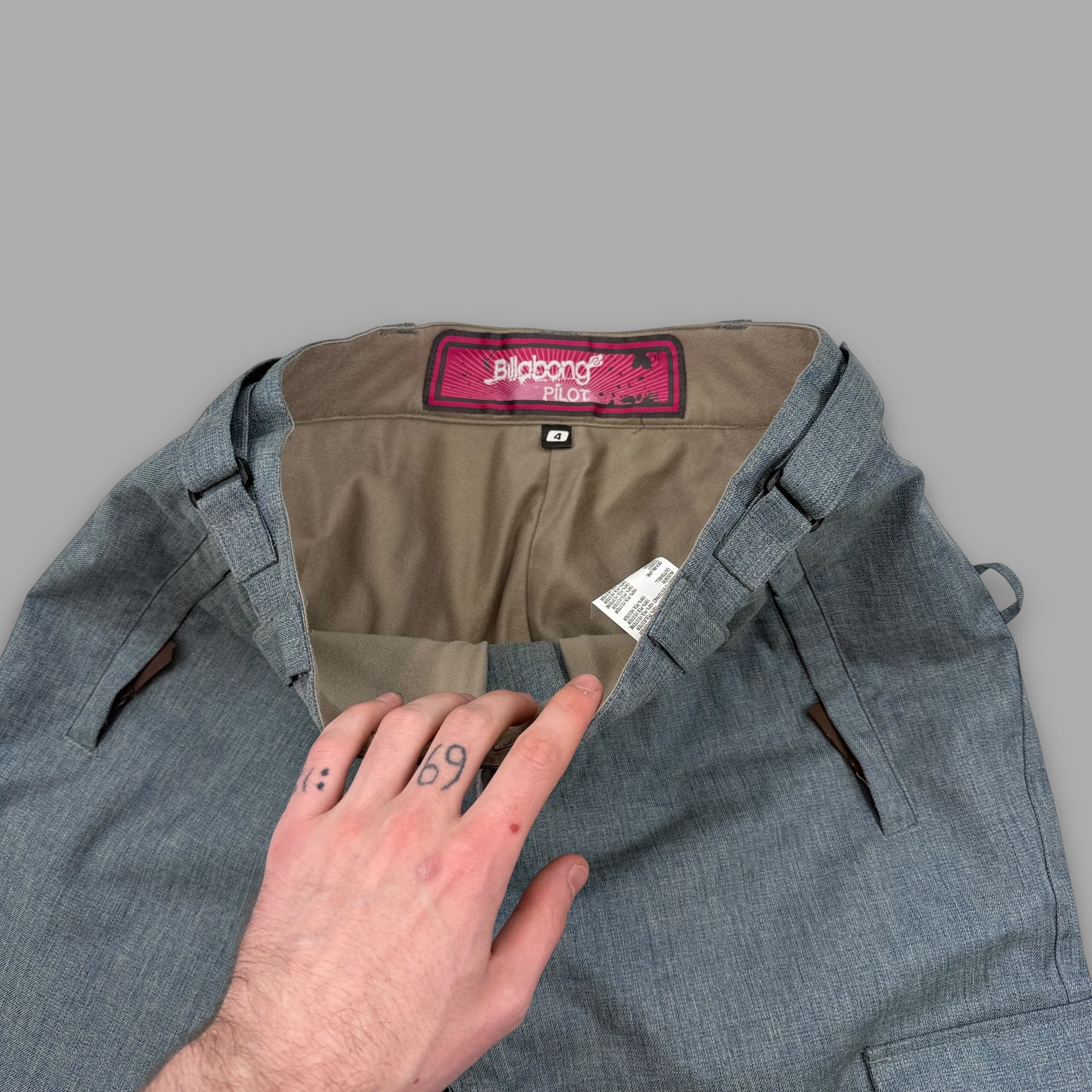 Billabong 2000's technical vented denim style baggy ski sallopettes (M)