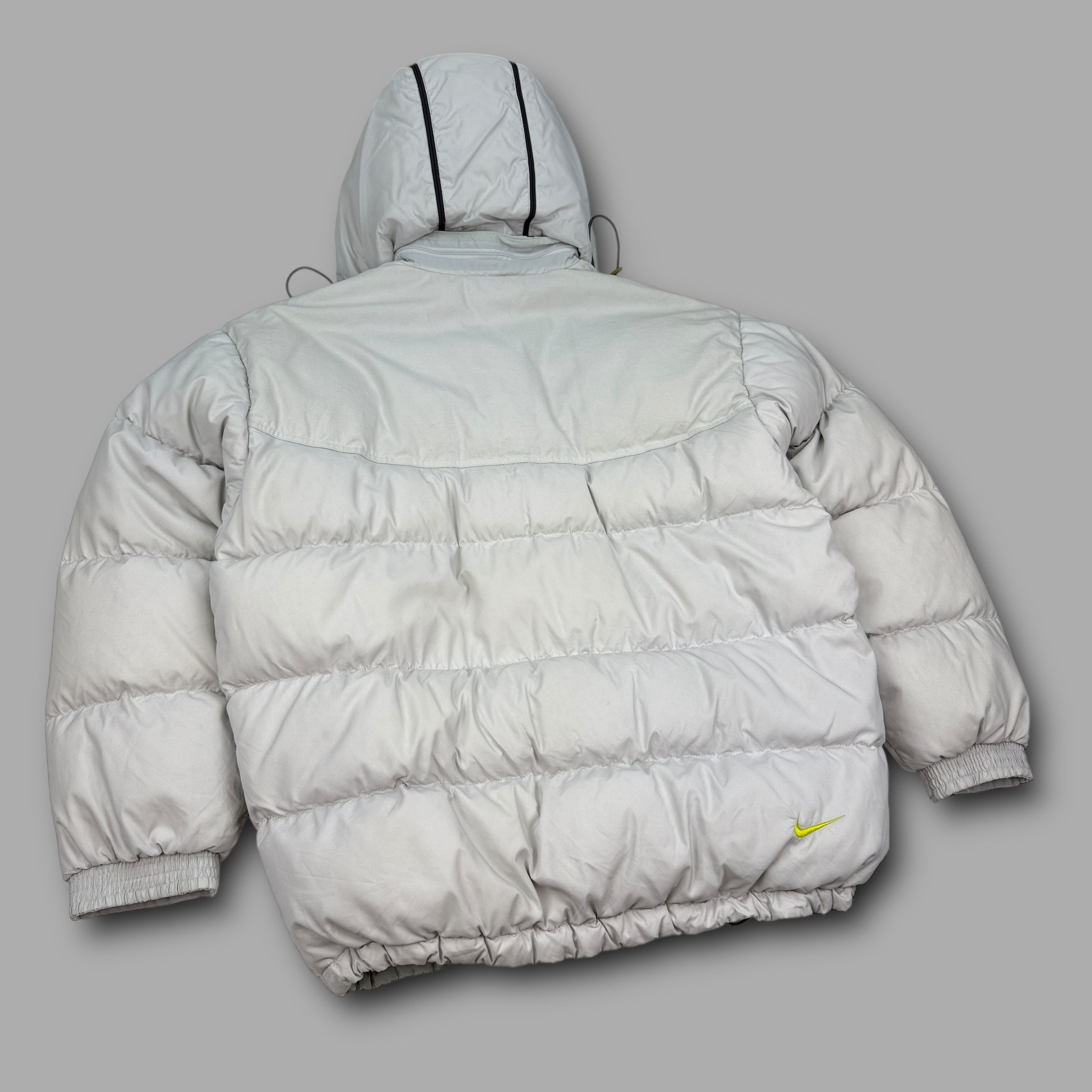 Nike 1990's technical mini swoosh multi pocket downfilled puffer jacket (M)