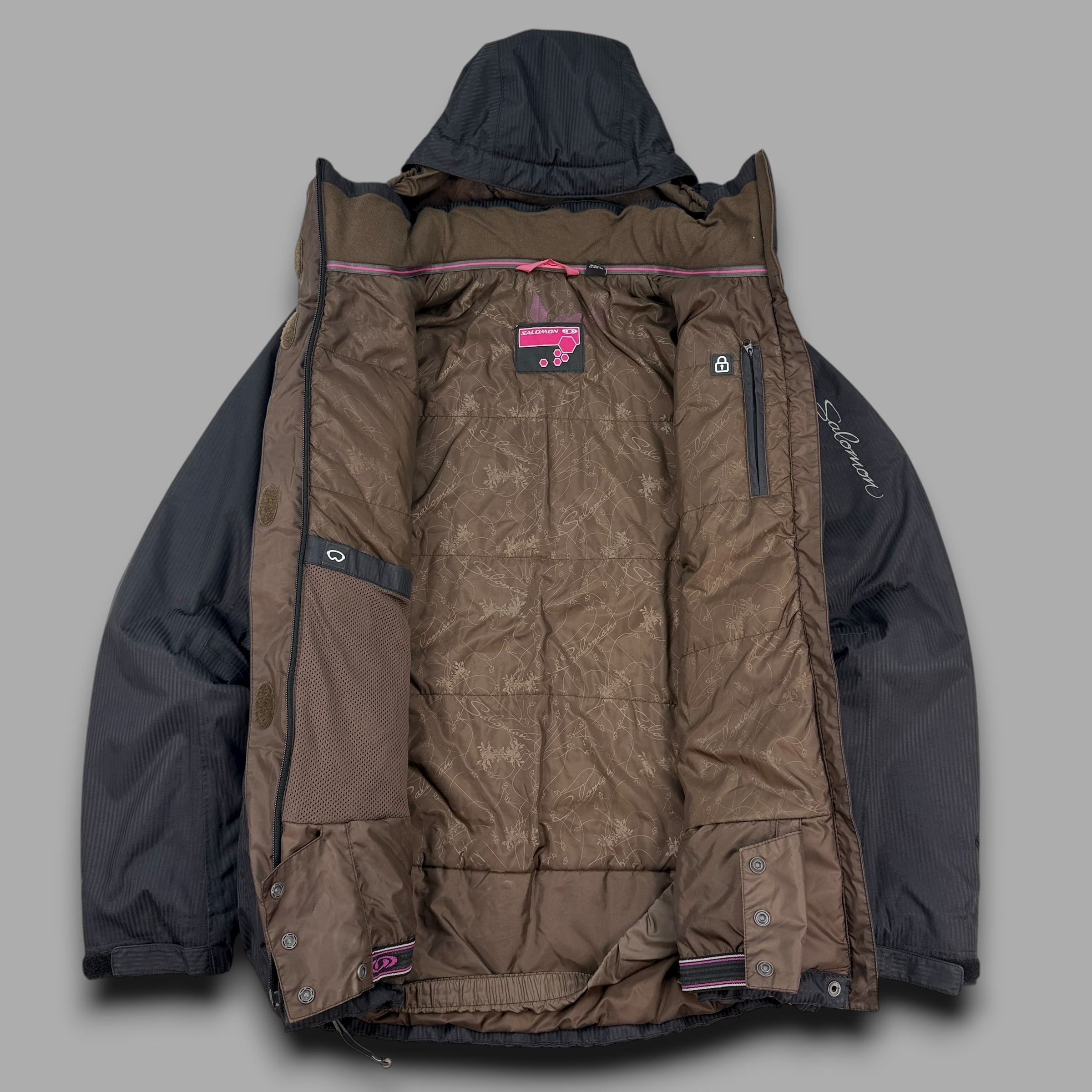 Salomon 2009 technical pinstripe multi-pocket vented ski jacket (XL) wms