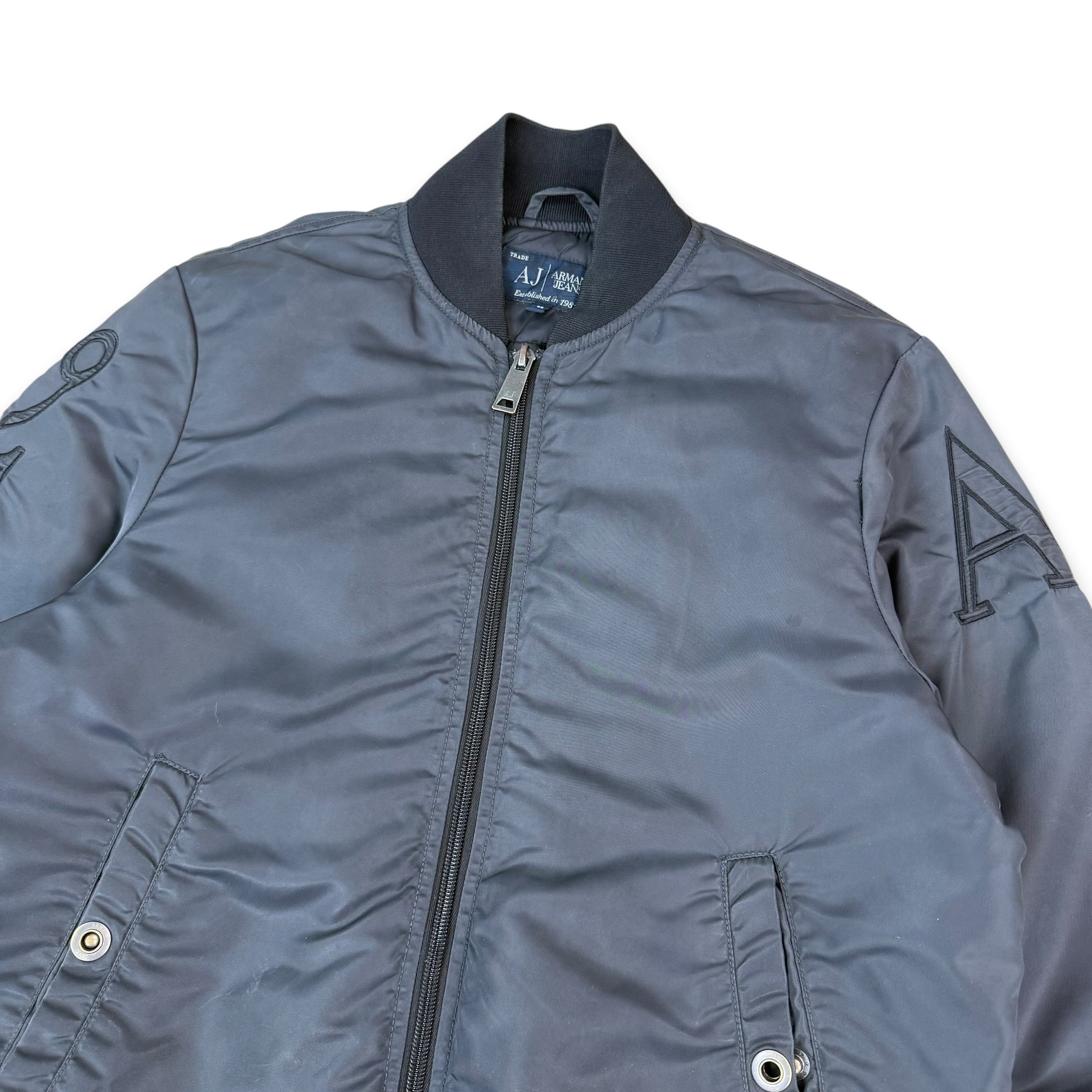 Armani 2000's embroidered graphic nylon bomber jacket (S)