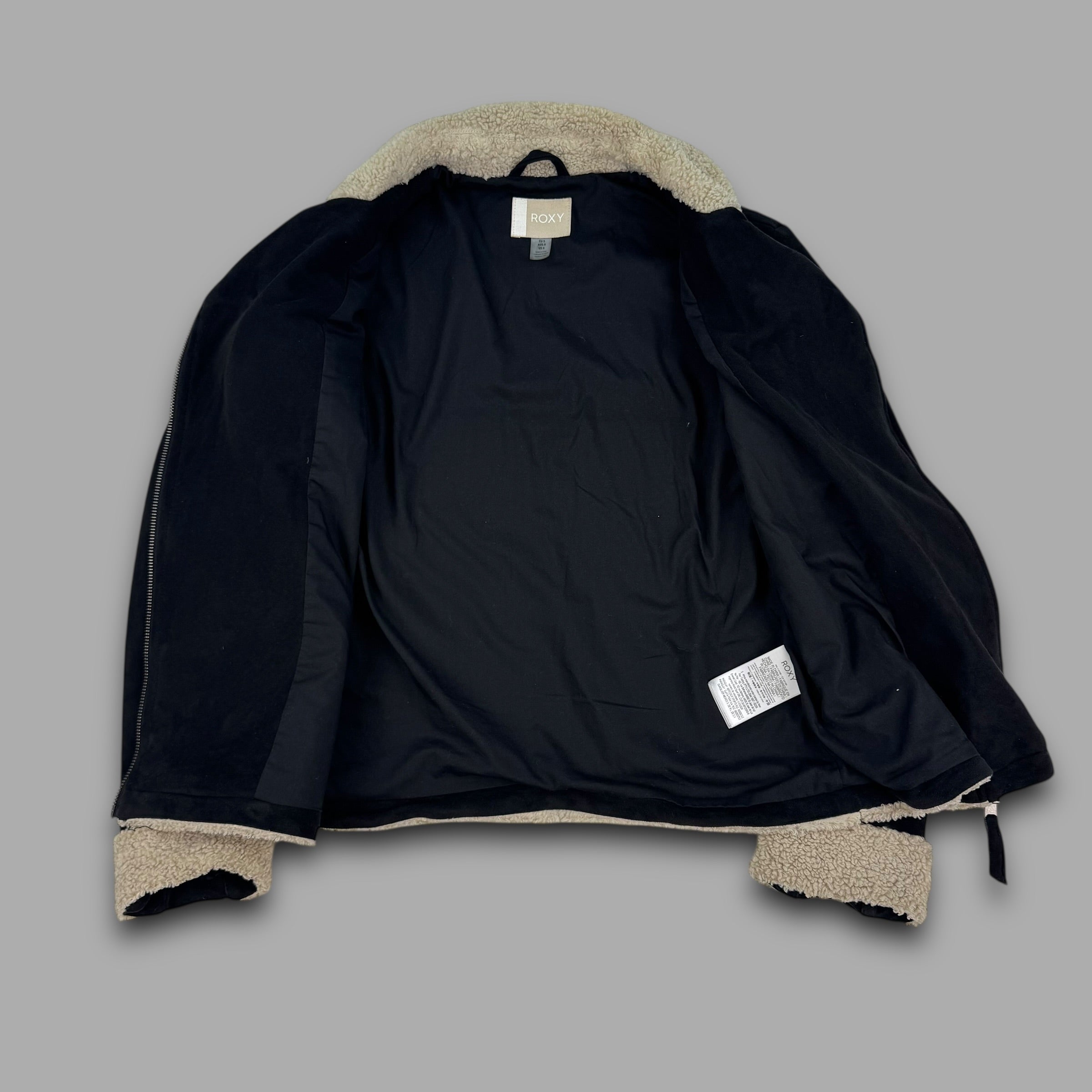 Roxy 2000's asymmetrical zip up faux suede sherpa collar moto jacket (S) wms