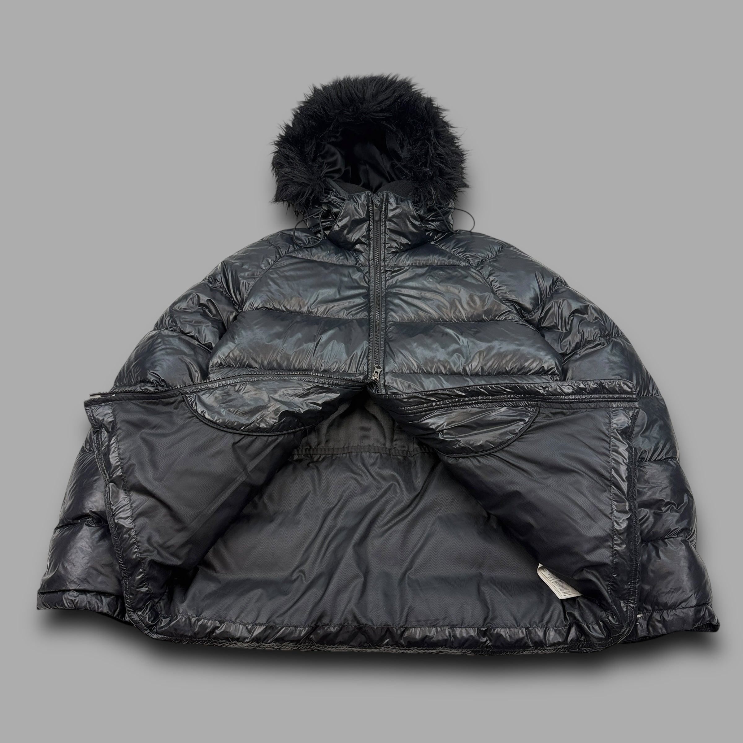 Nike 2000's technical fur hood downfilled shimmer parka jacket (M) wms