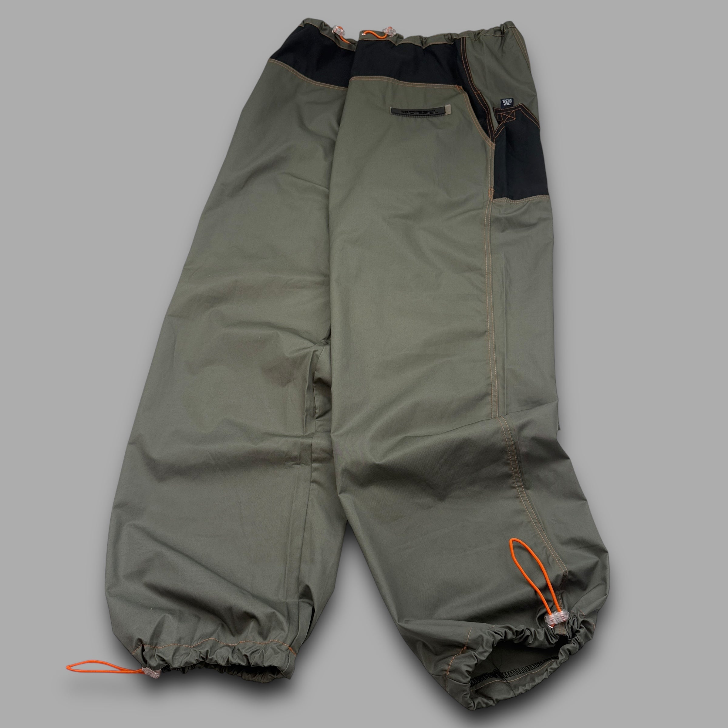 Diesel 2000's technical contrast stitch baggy nylon parachute pants (M)