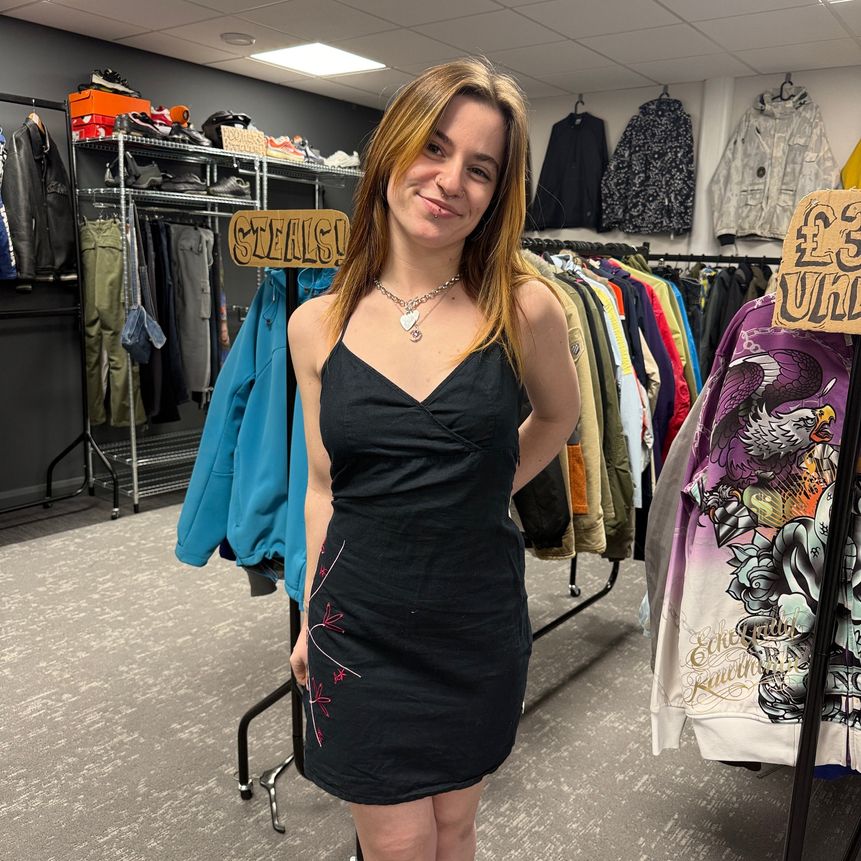 Animal 2000's halter neck embroidered slip dress (S) wms