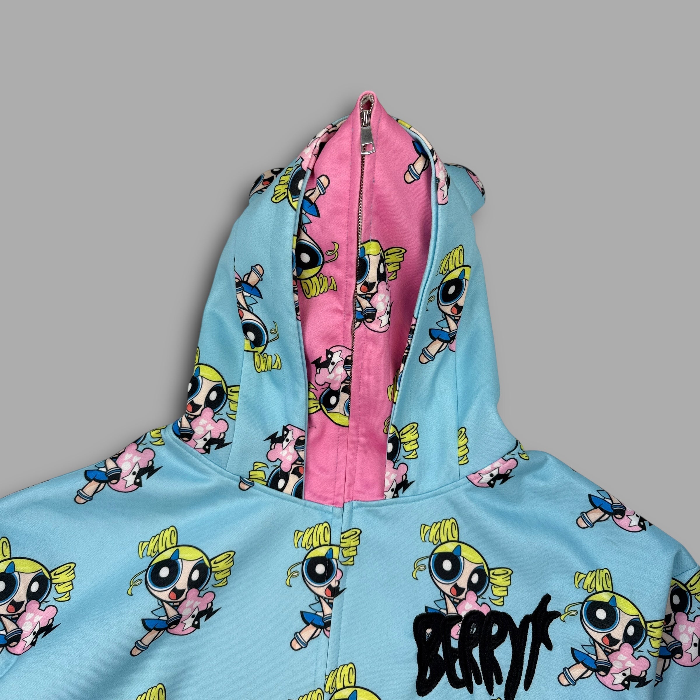 Berry's Japan full-zip monogram power puff girls hoodie (L)