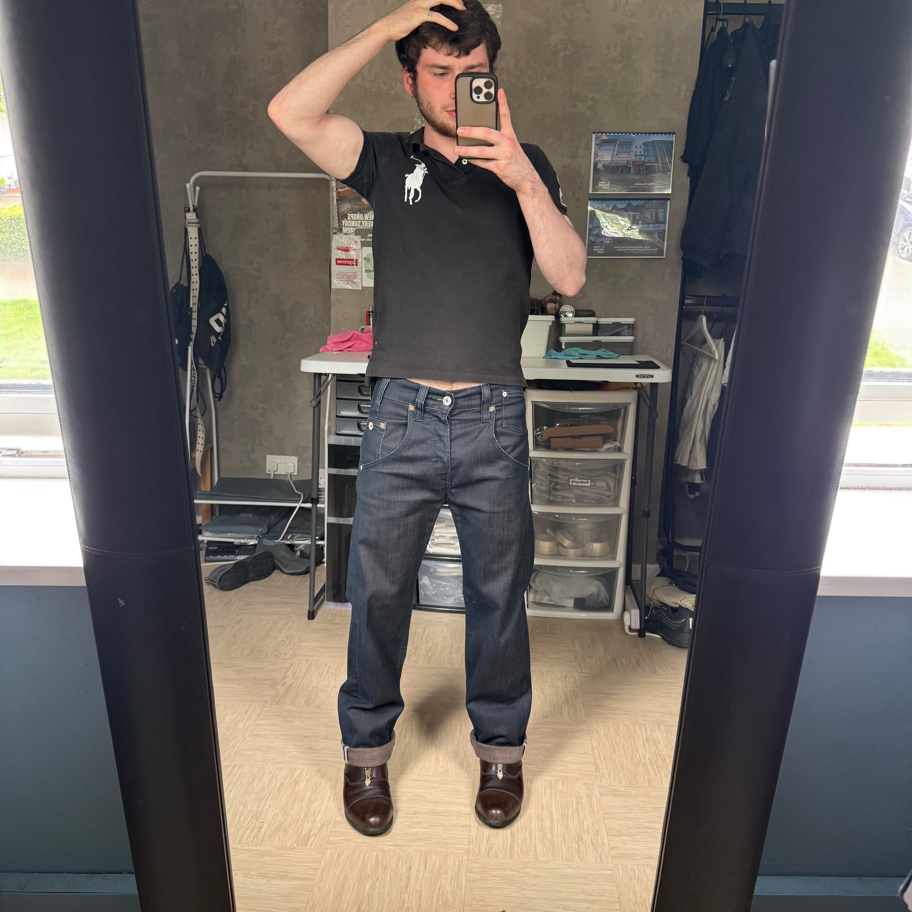 Levi's 533 2000's dark denim loose straight fitm jeans (S)