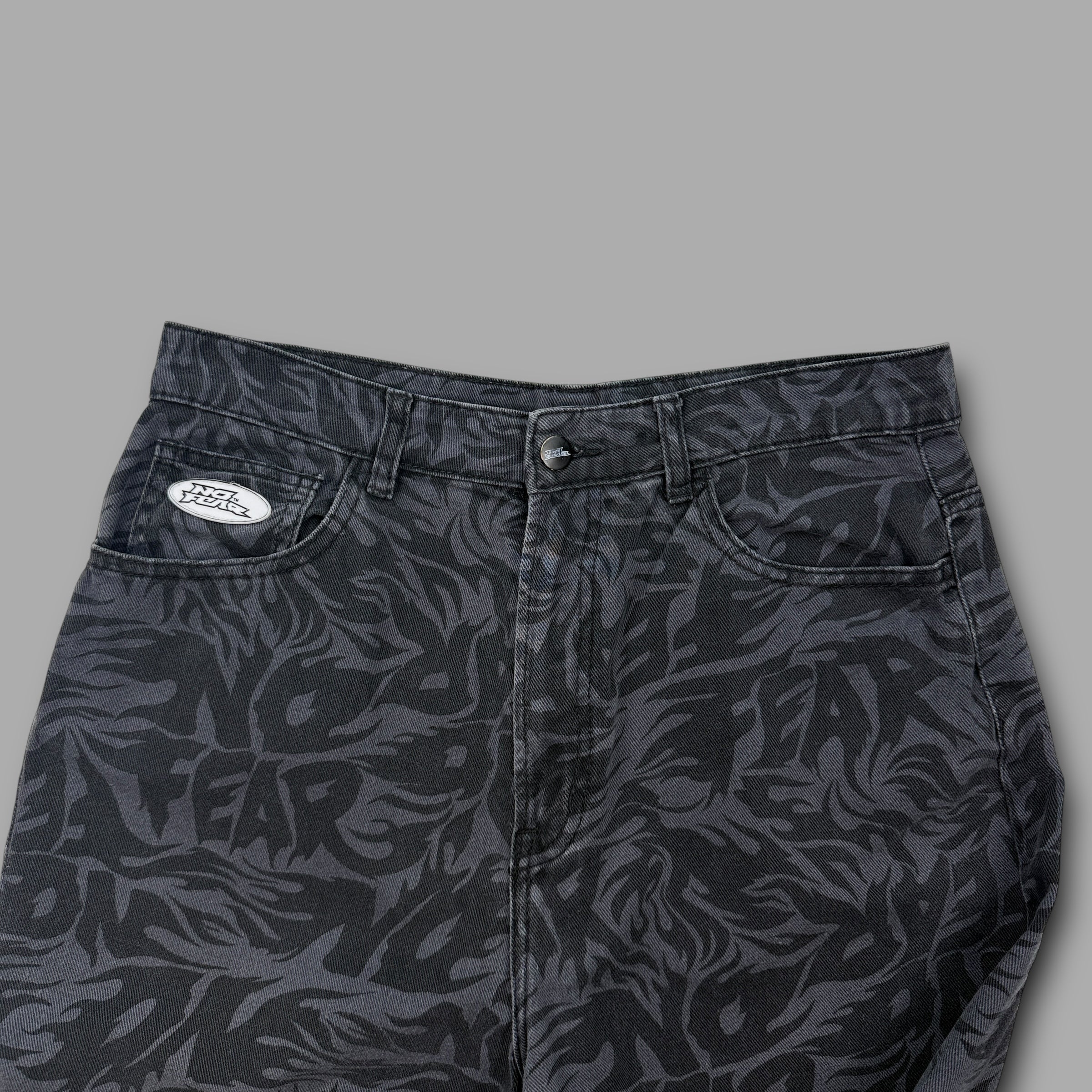 No fear 2000's baggy wide leg monogram trousers (S)