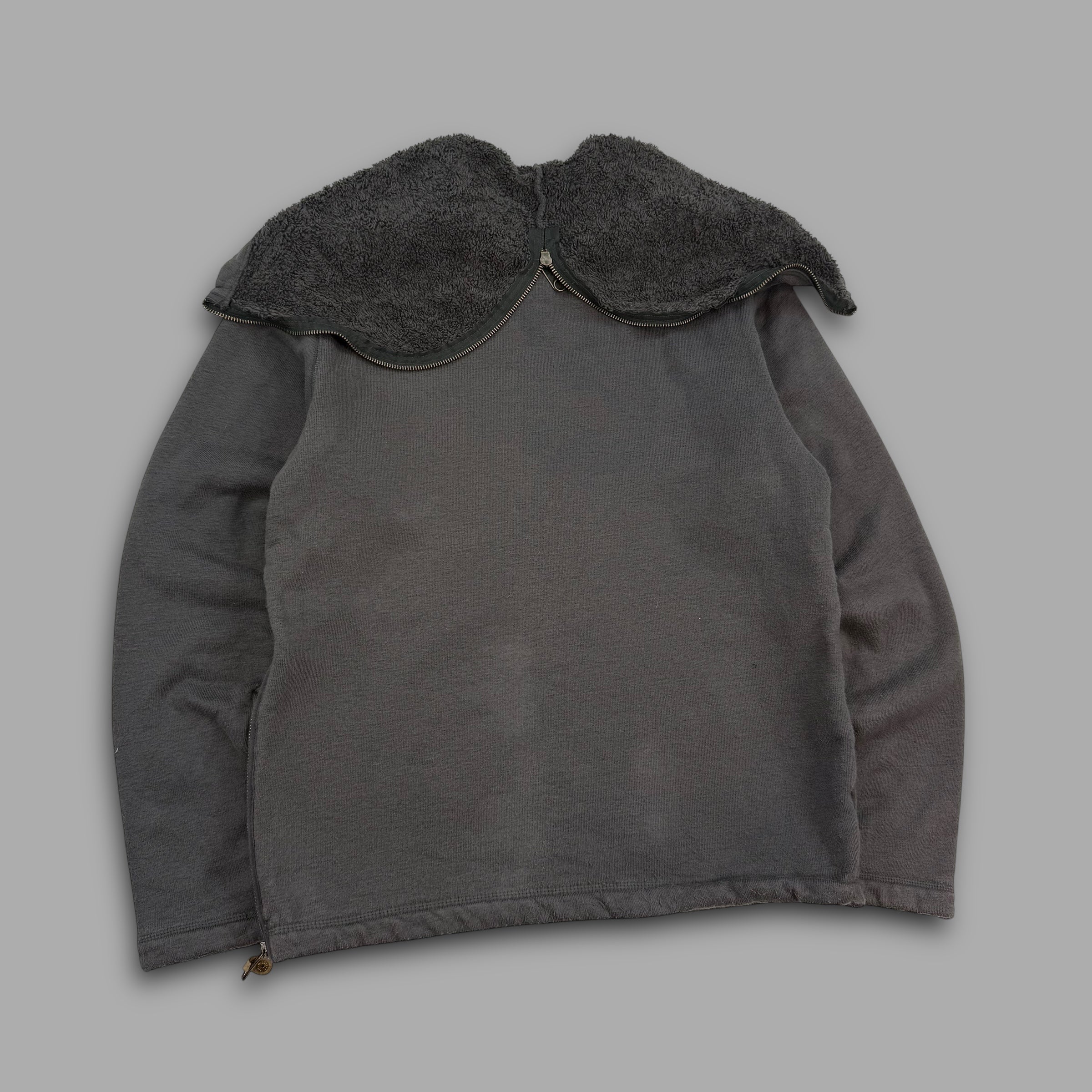 Diesel 2000's sherpa lined split hood pullover hoodie (M-XL)