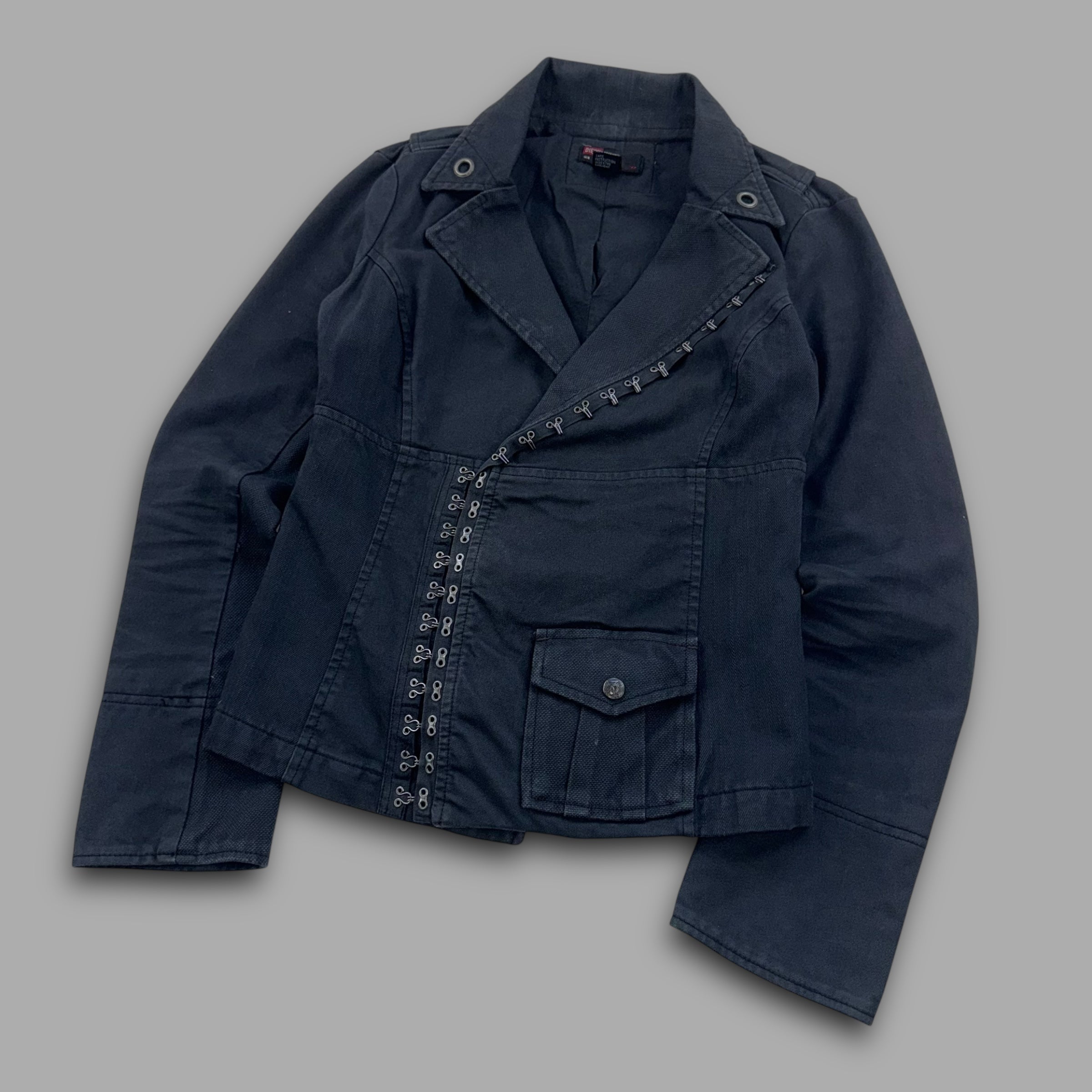 Diesel 2000's technical asymmetrical metal closure nylon jacket (S) wms