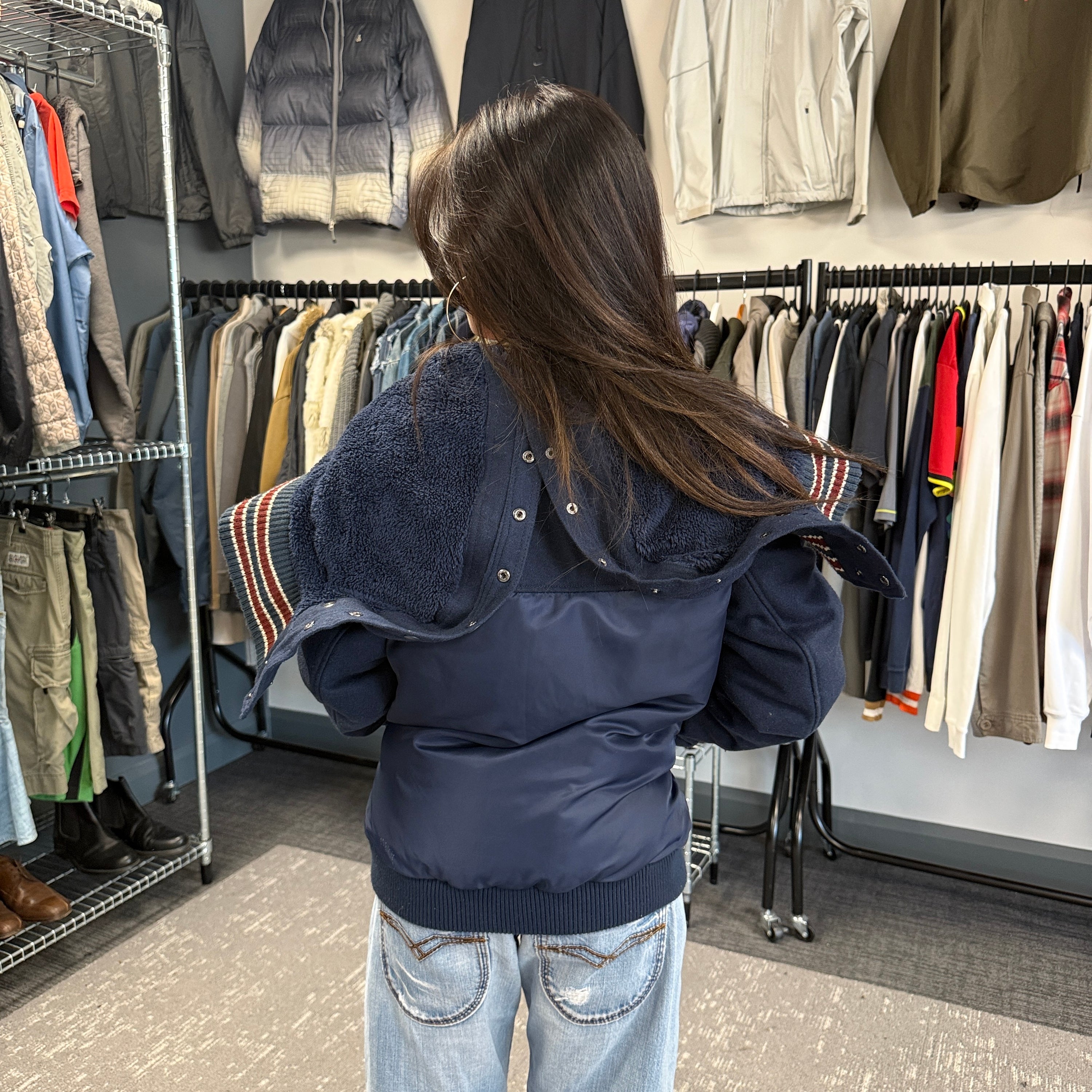 Miss America 2000's split hood bomber jacket (M) wms