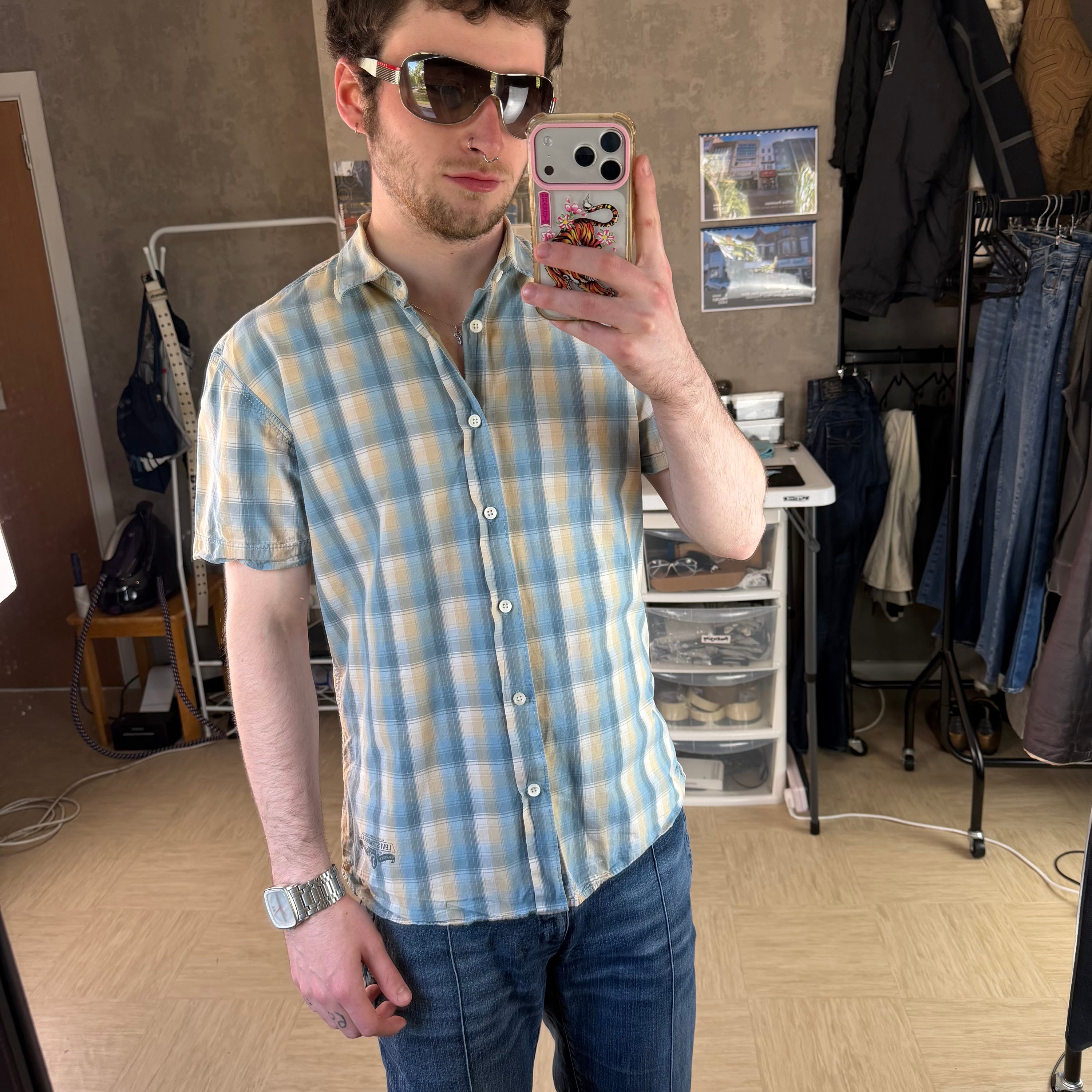 Levi's 2008 plaid button up fitted shirt (S)