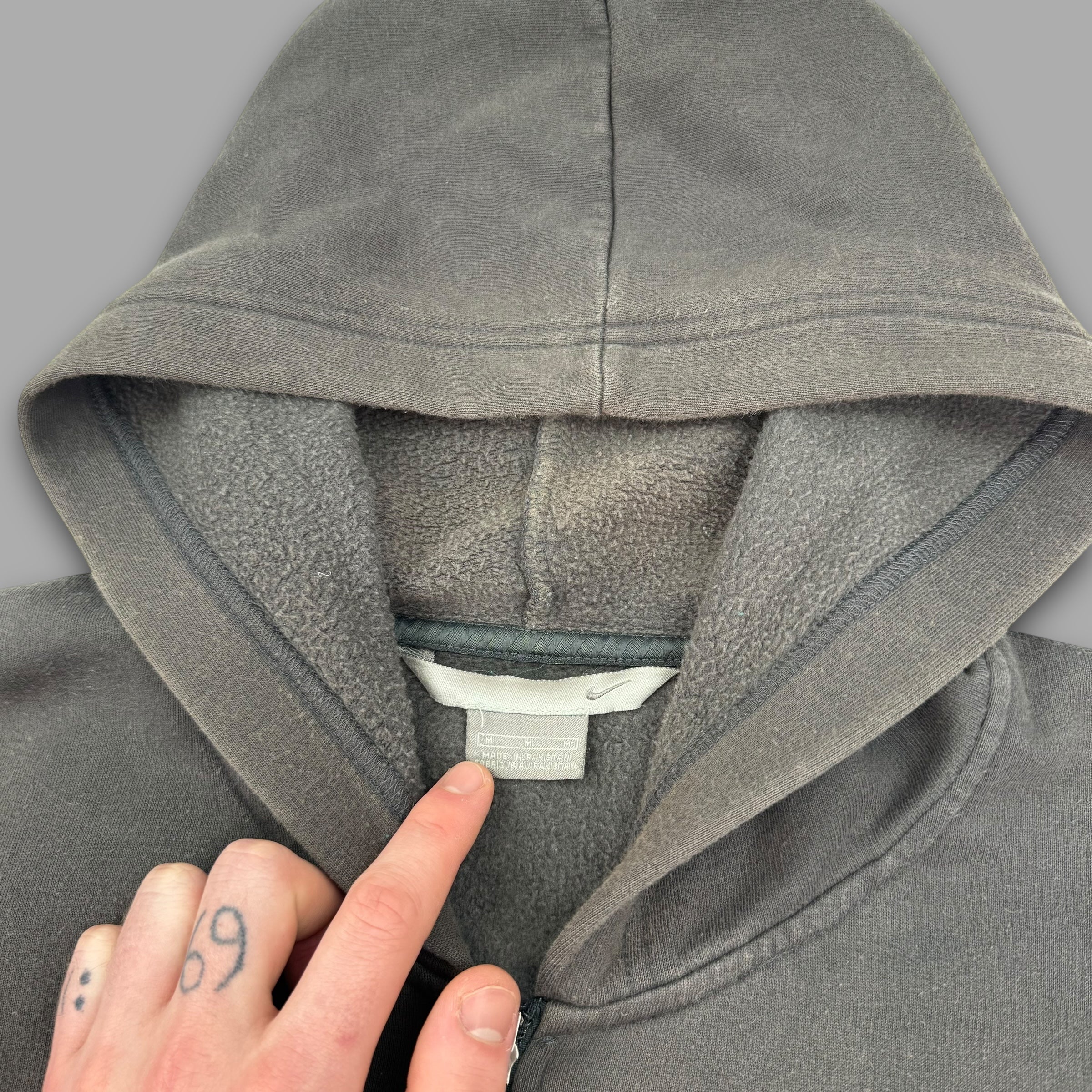 Nike 2000's graphic spellout embroidered zip up hoodie (M)