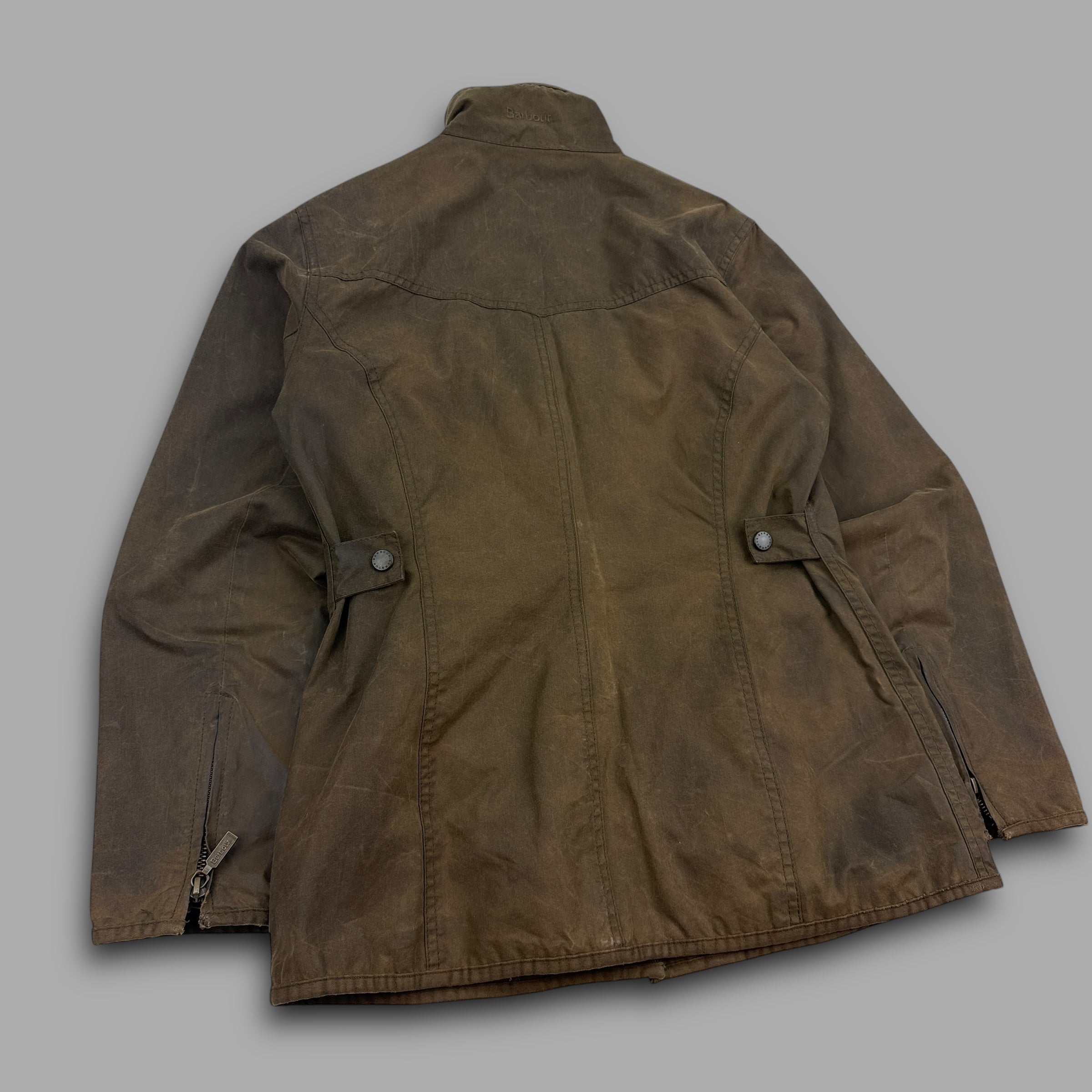 Barbour 2000's waxed zip up multi pocket utility jacket (S) wms