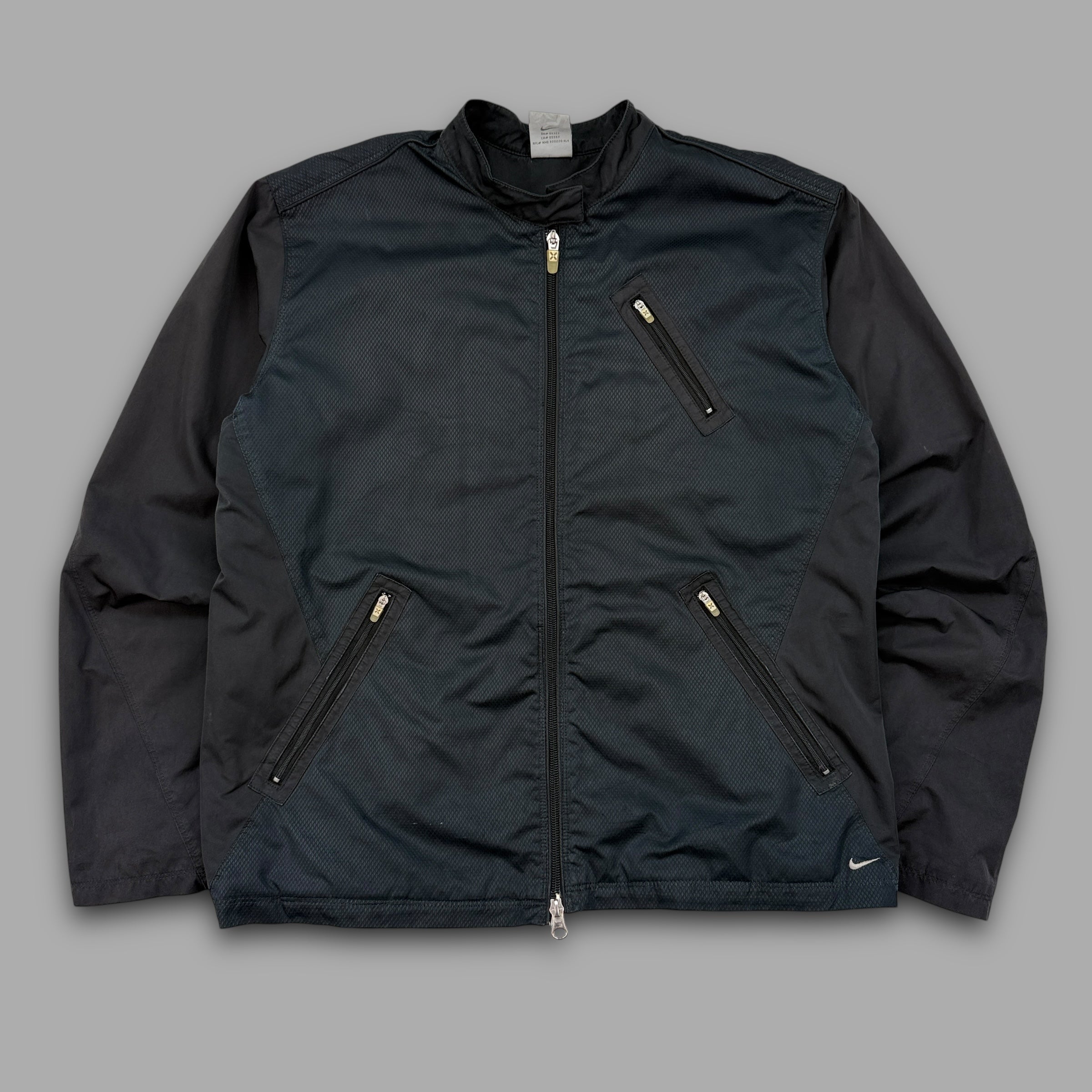 Nike clima-fit 2000's technical panelled softshell multi-pocket track jacket (S)