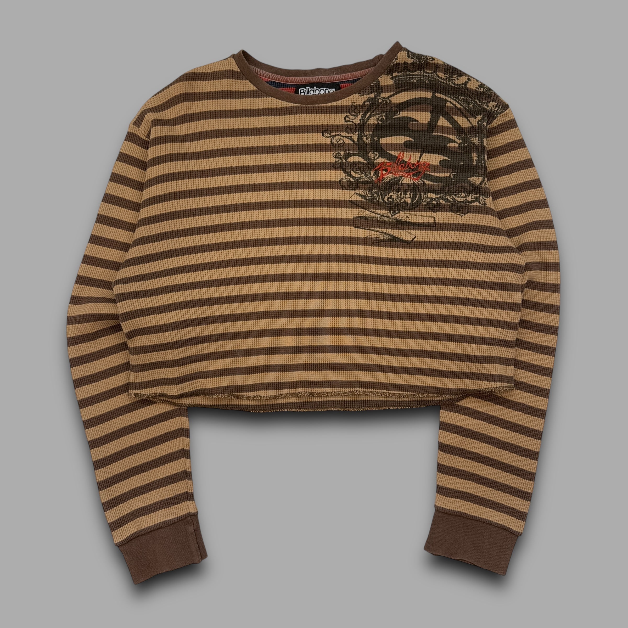 Billabong 2000's cropped spellout striped long sleeve (S)