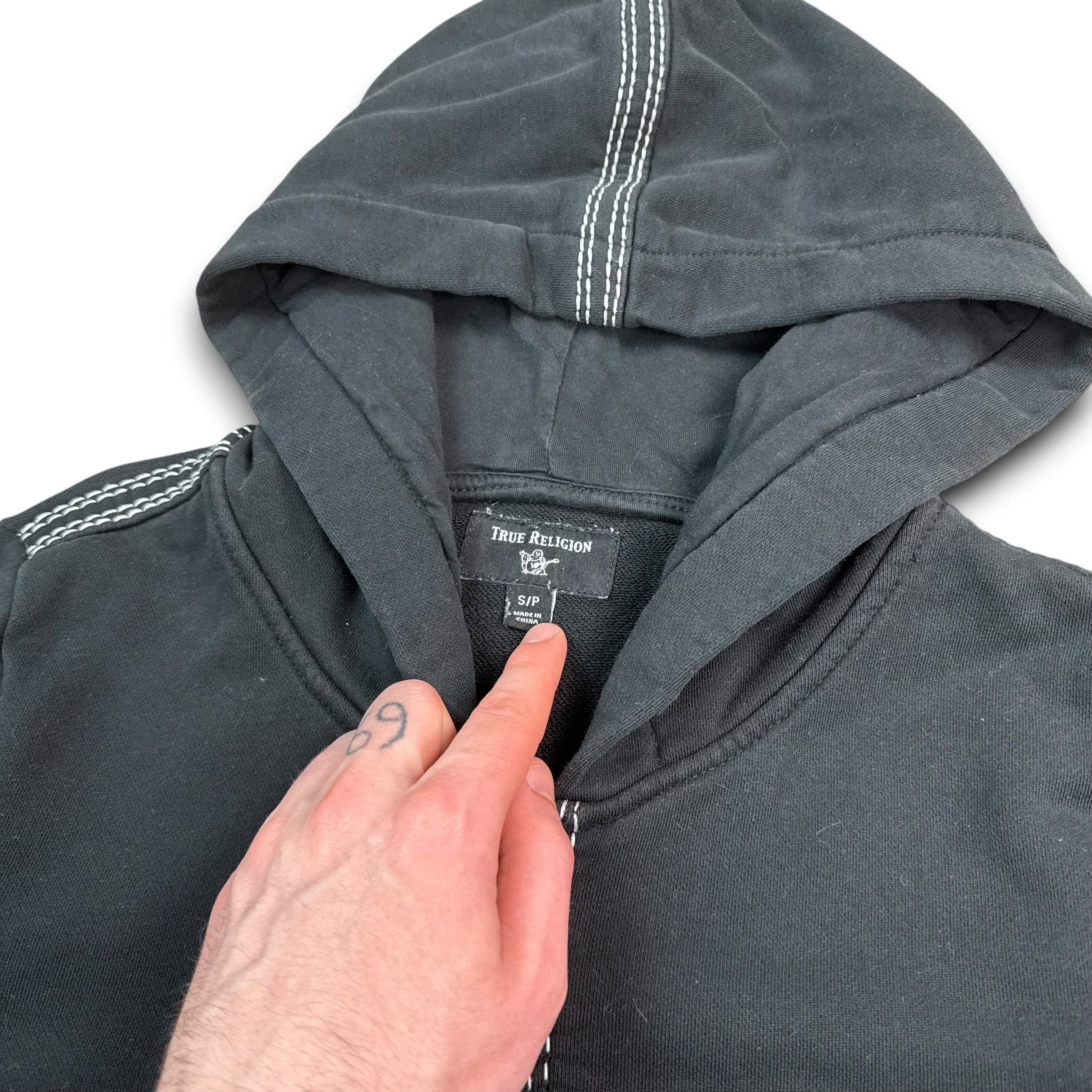 True religion 2000's double stitch zip up fitted hoodie (S)