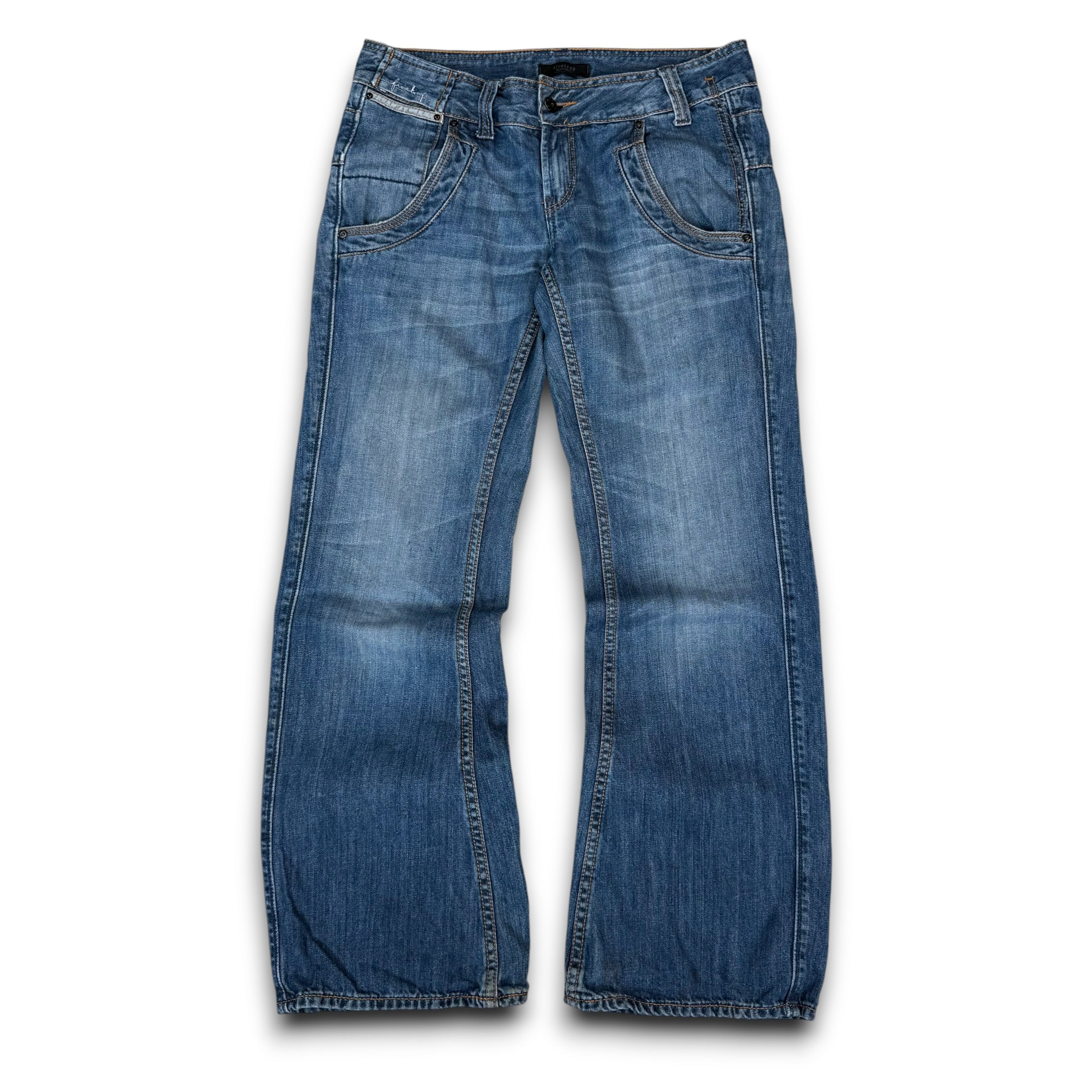 Firetrap black seal 2000's contrast stitch denim bootcut jeans (S)