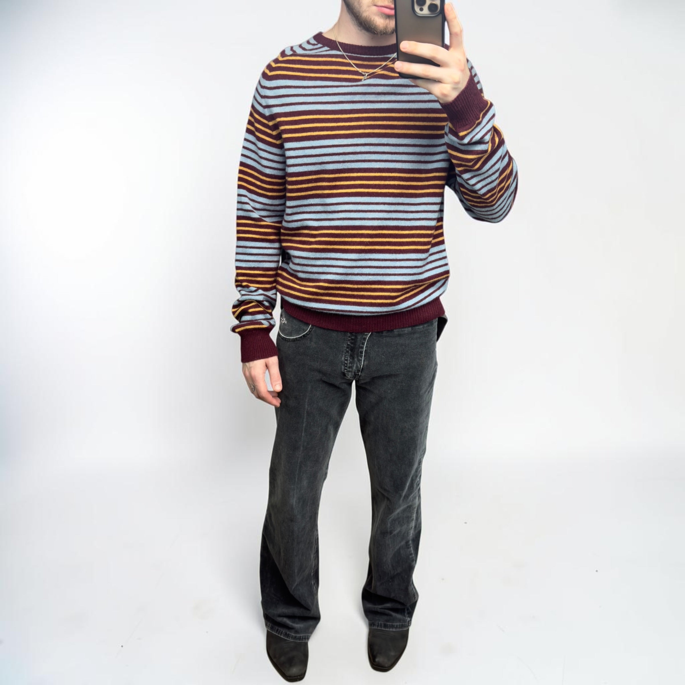 Dolce and gabbana 2000's horizontal stripe wool knit pullover jumper (S)