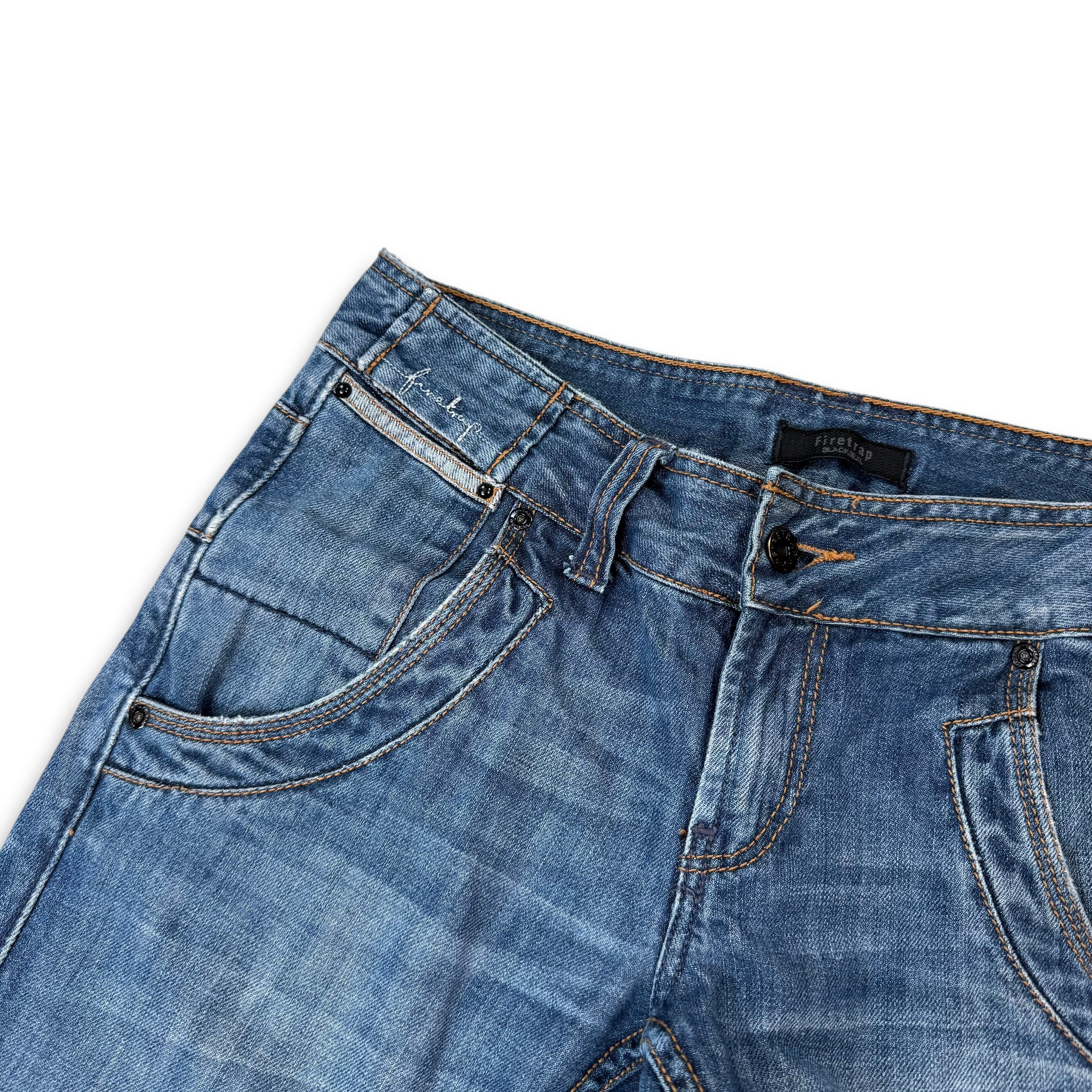 Firetrap black seal 2000's contrast stitch denim bootcut jeans (S)