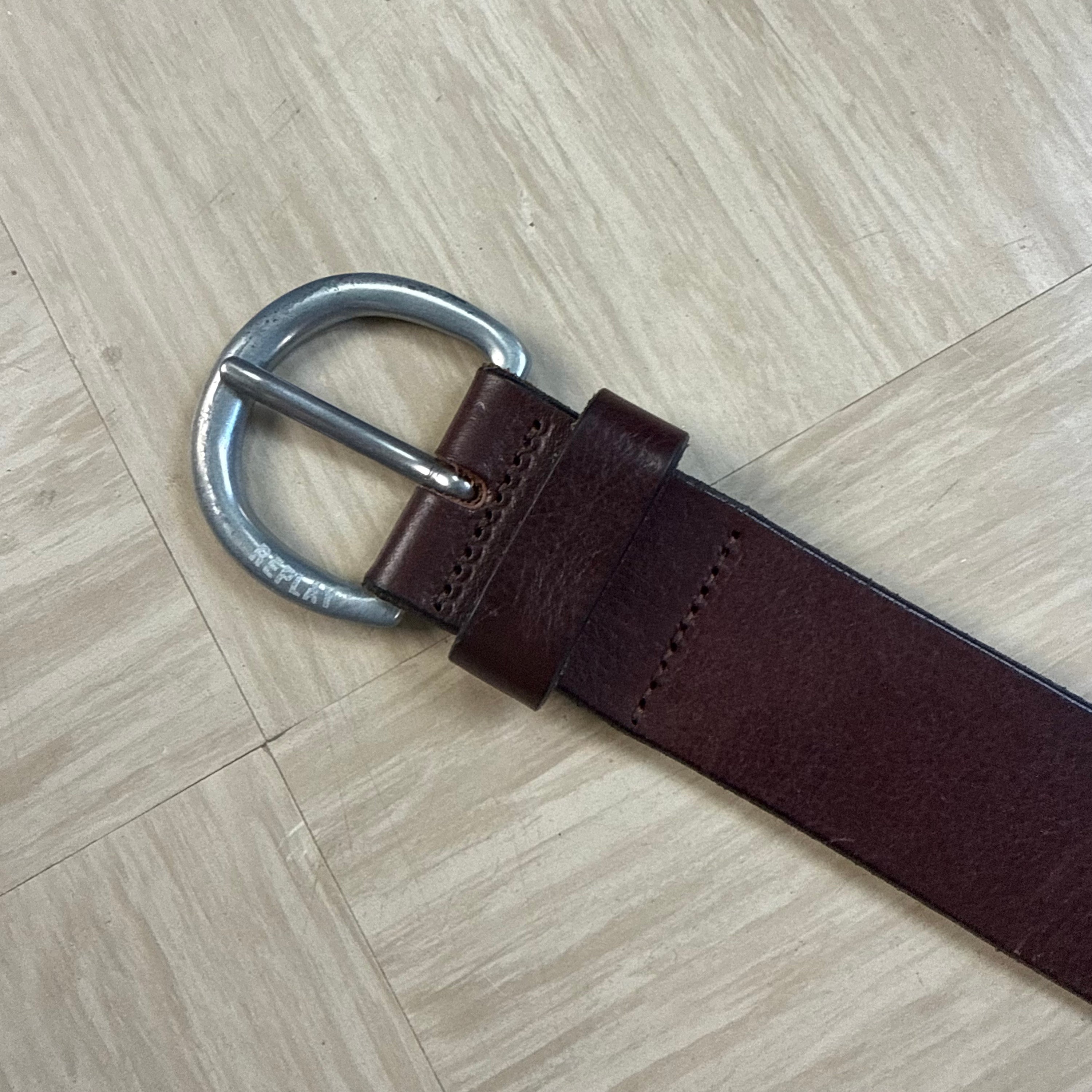 Replay 2000's dark brown leather belt (OS)