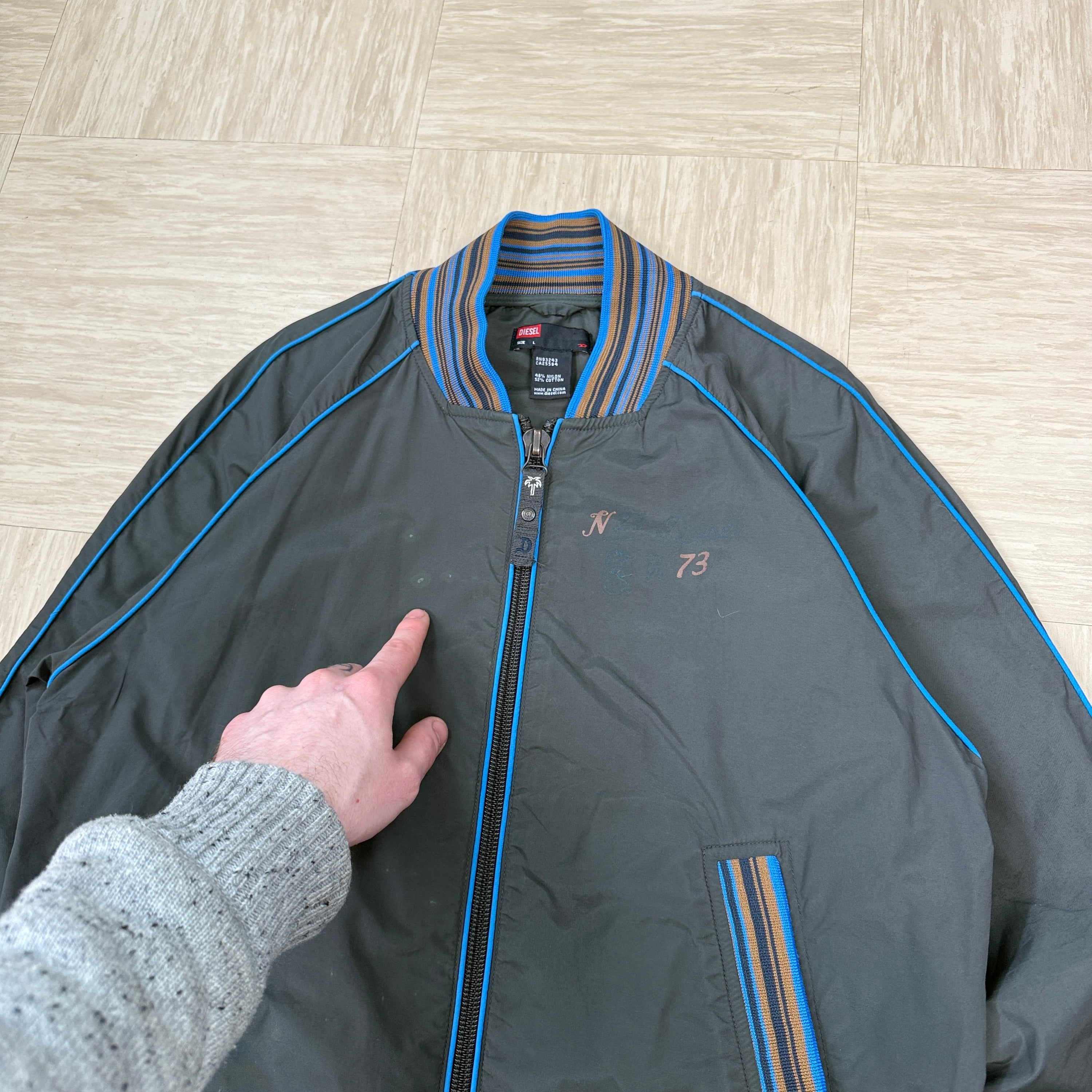 Diesel 2000's technical pipelined zip up nylon jacket (L)