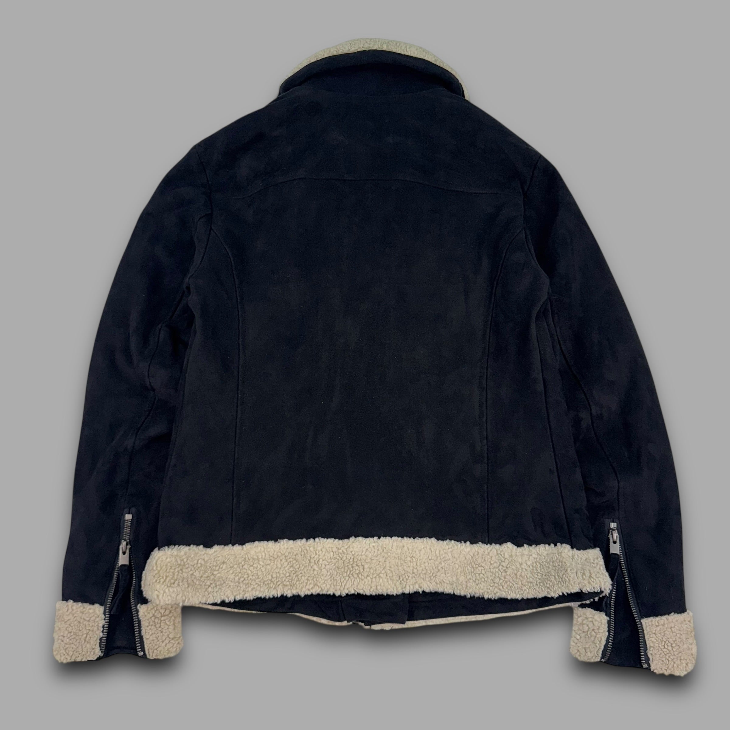 Roxy 2000's asymmetrical zip up faux suede sherpa collar moto jacket (S) wms