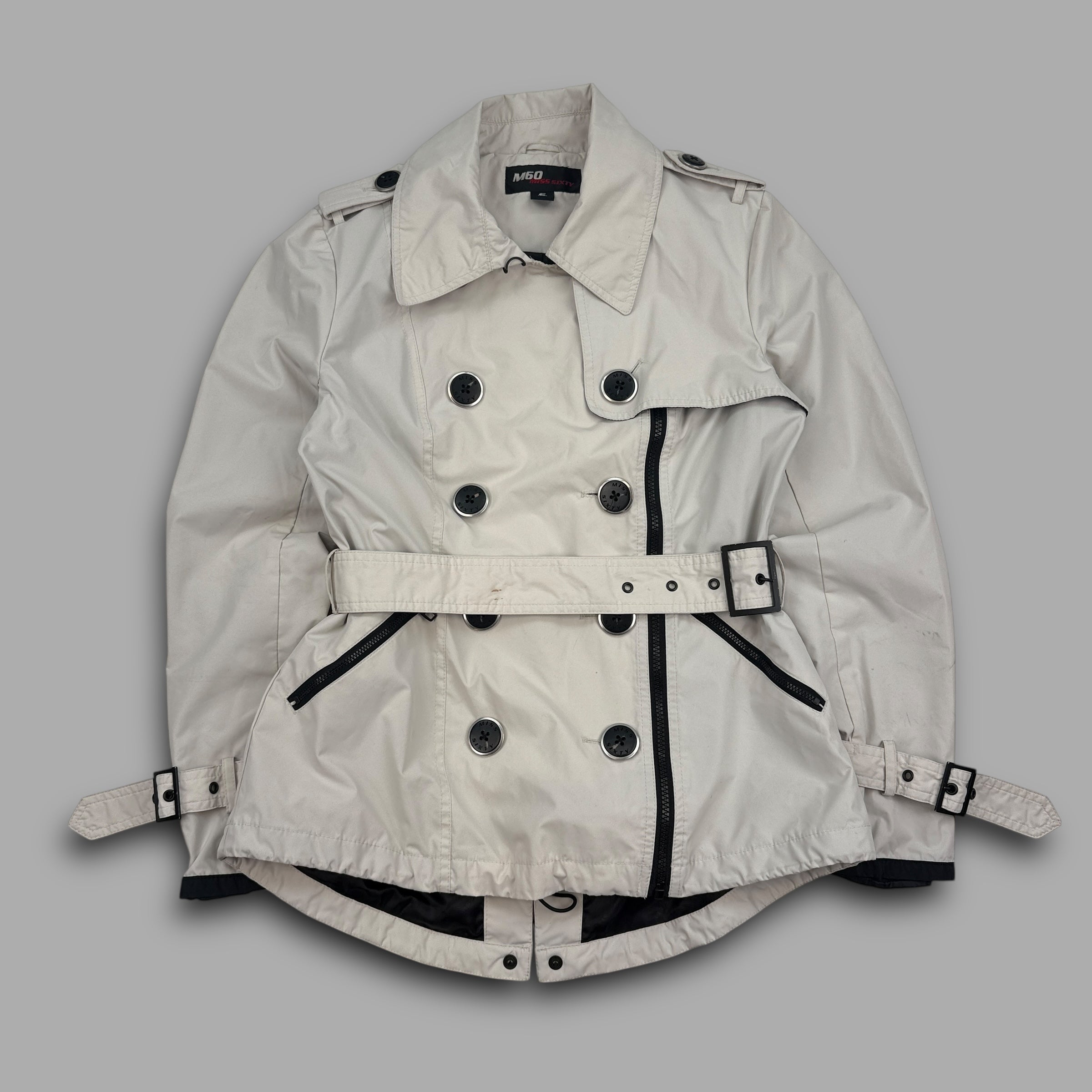 Miss sixty 2000's technical asymmetrical zip softshell trench coat (S) wms