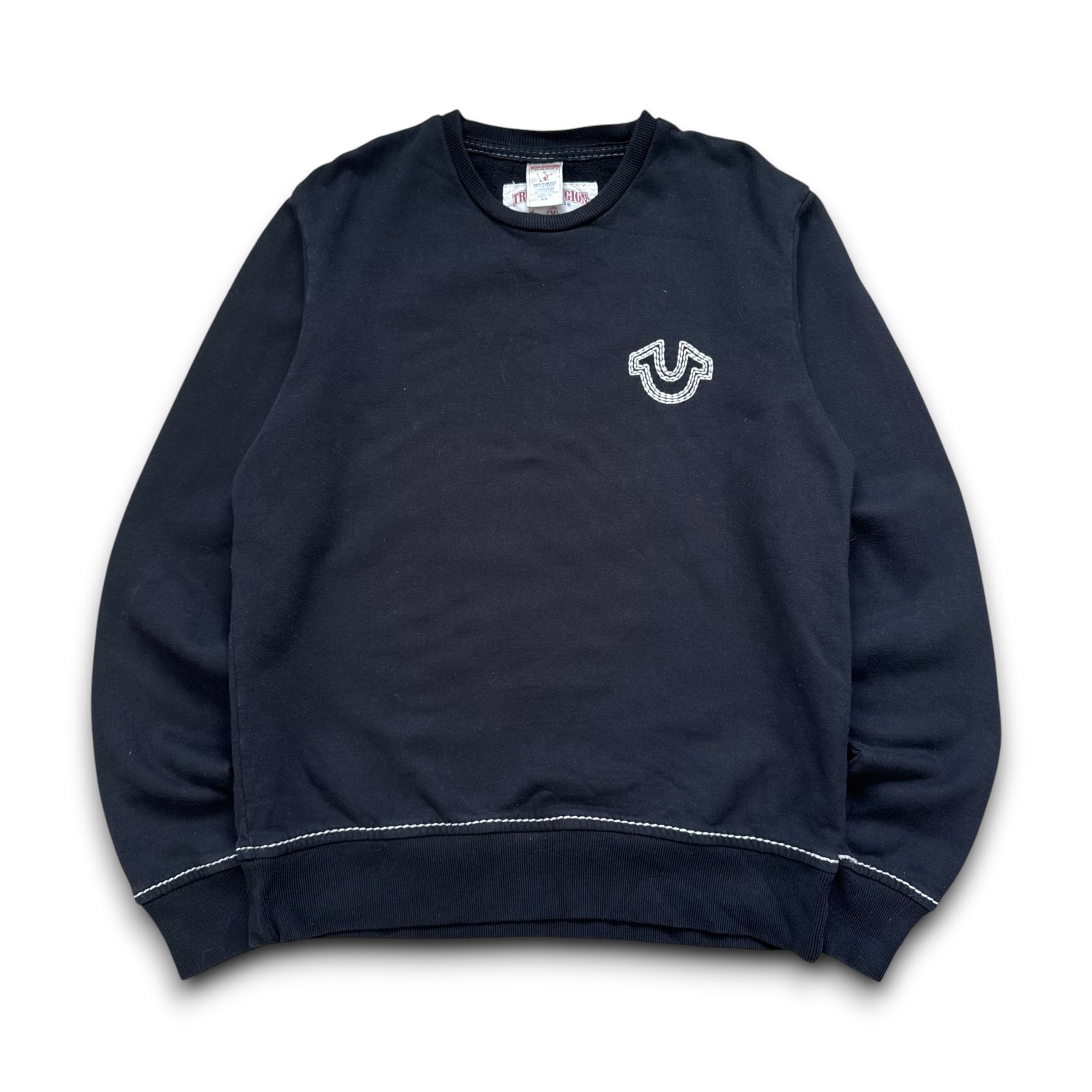 True religion 2000's contrast triple stitch pullover sweatshirt (M)