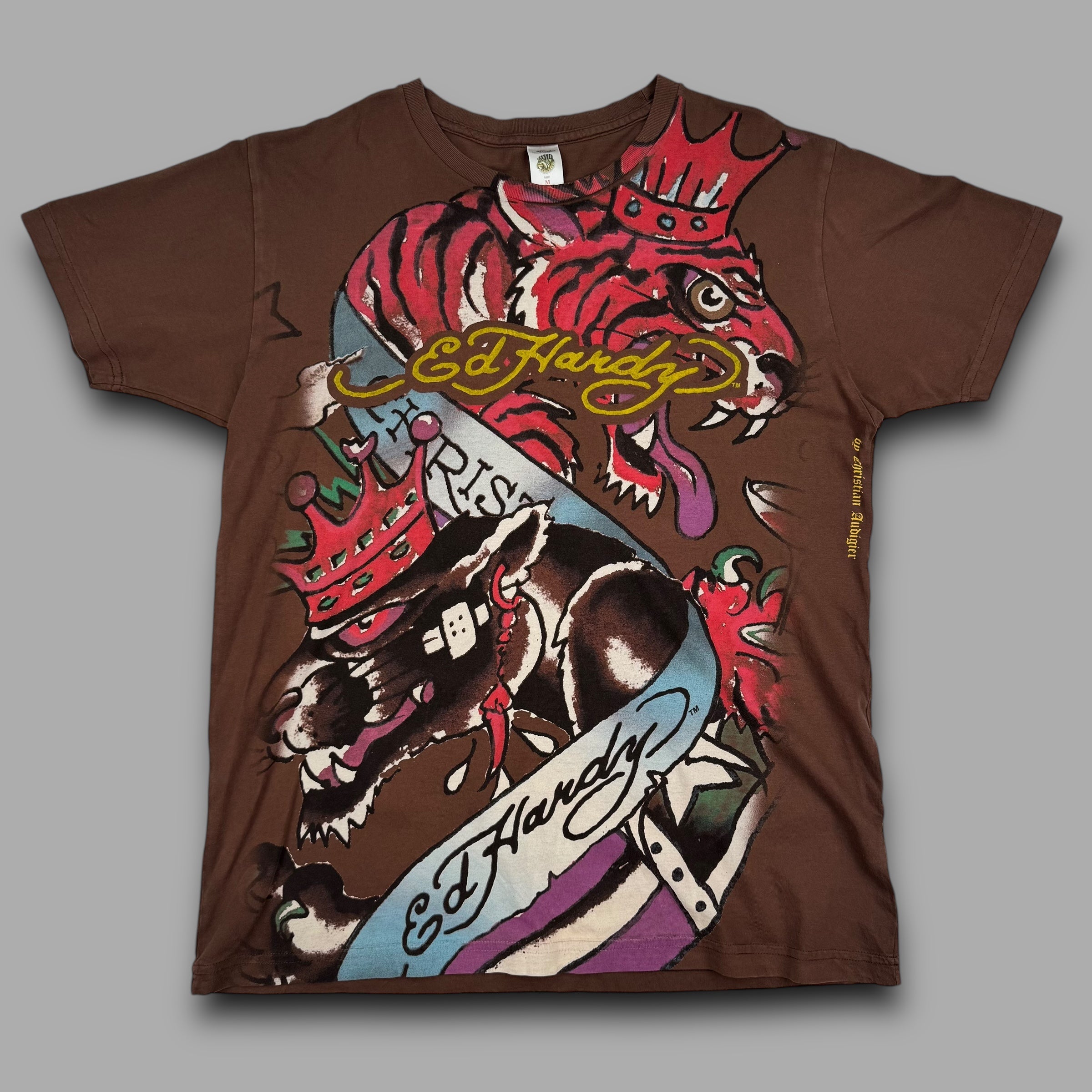Ed hardy 2000's graphic spellout tee (M)