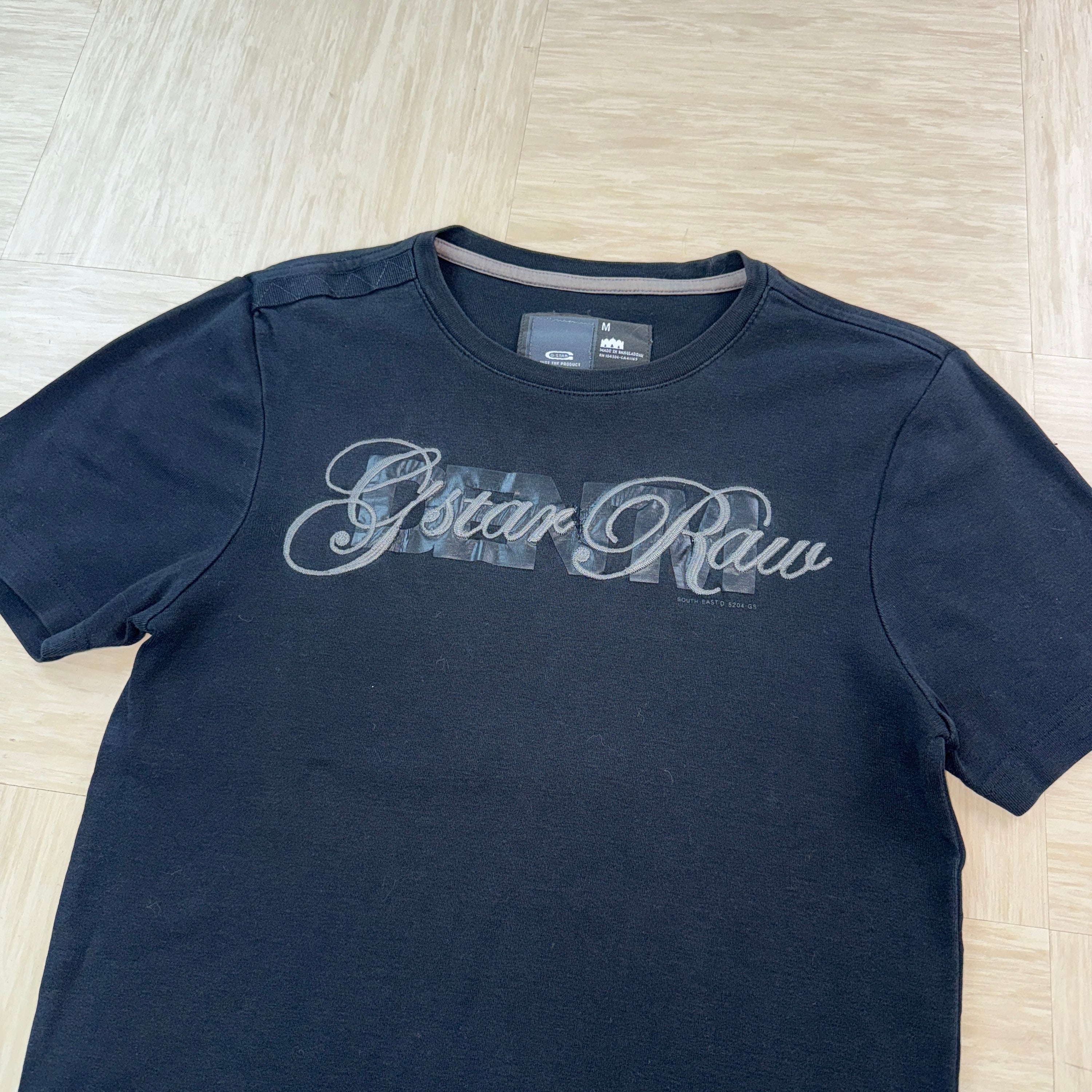 Gstar raw 2000's embroidered printed graphic muscle fit spellout tee (S)