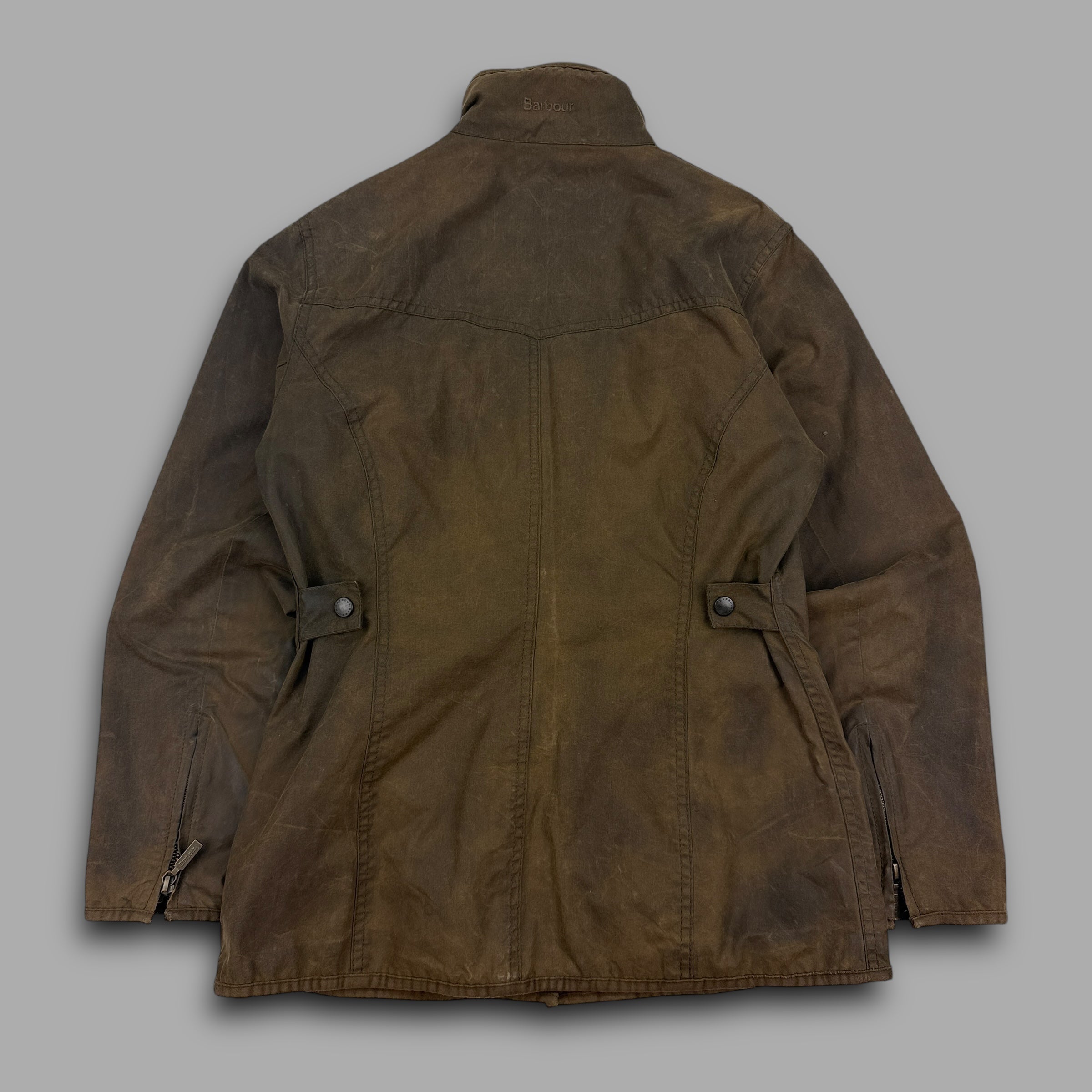 Barbour 2000's waxed zip up multi pocket utility jacket (S) wms