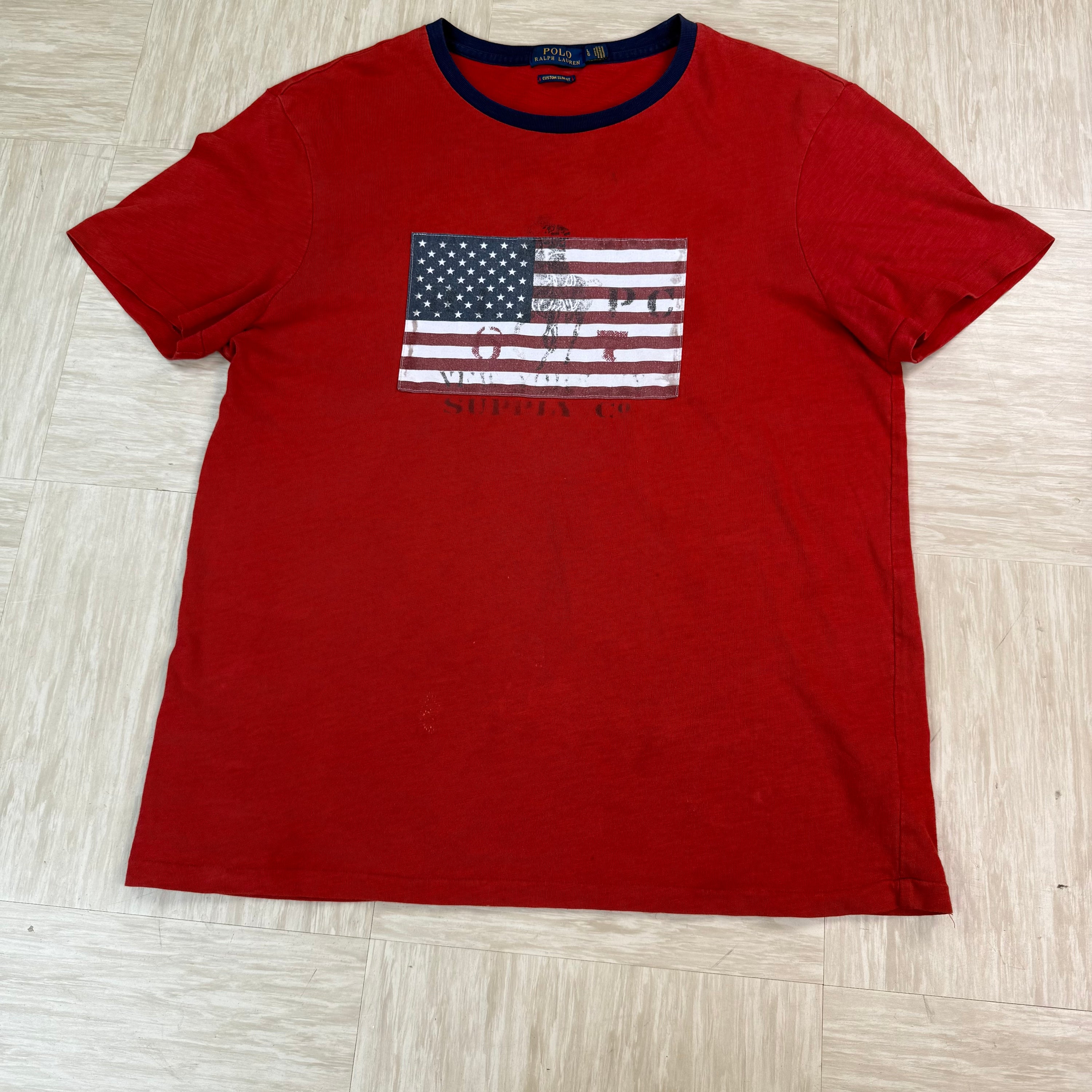Ralph Lauren 2000's embroidered USA flag graphic tee (L)
