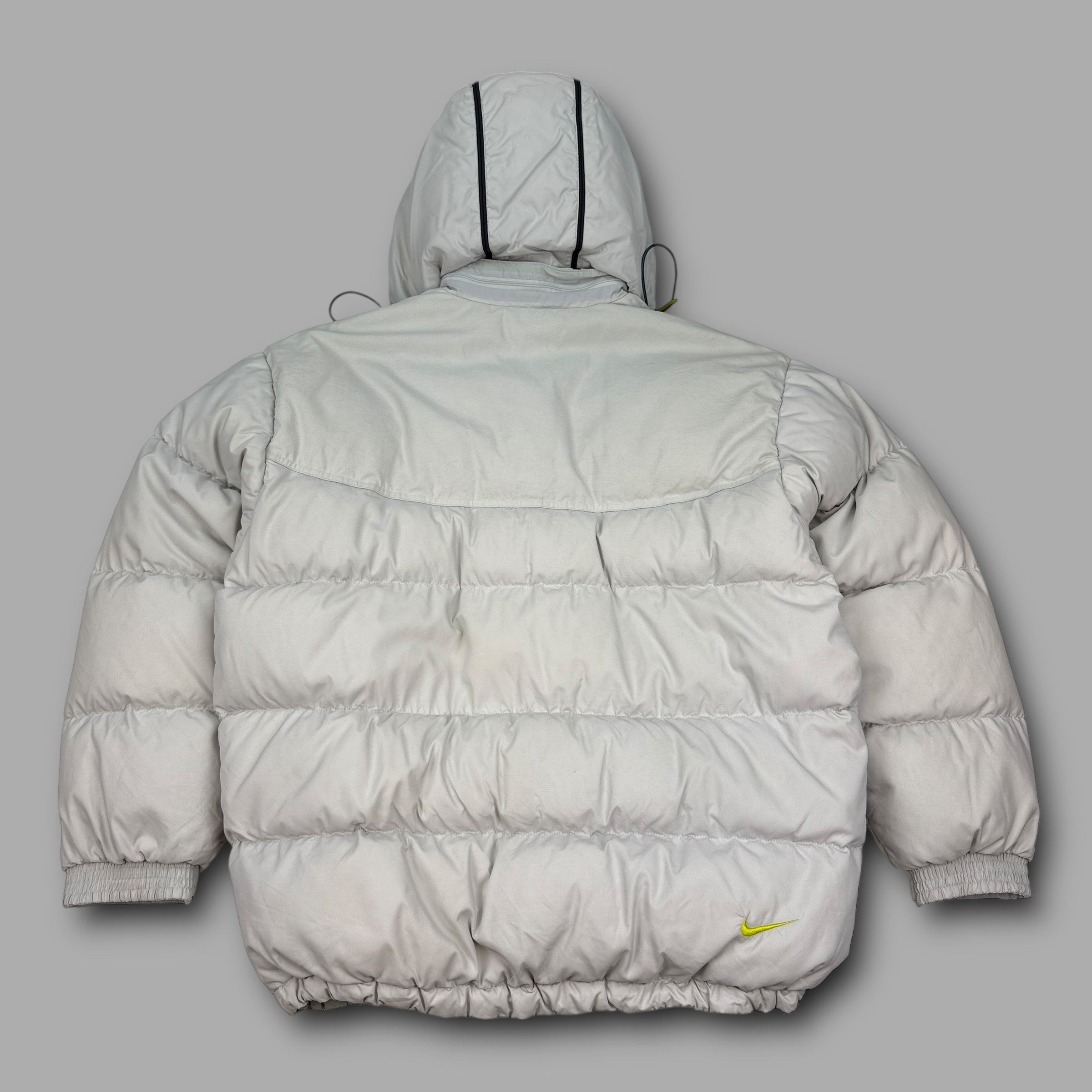 Nike 1990's technical mini swoosh multi pocket downfilled puffer jacket (M)